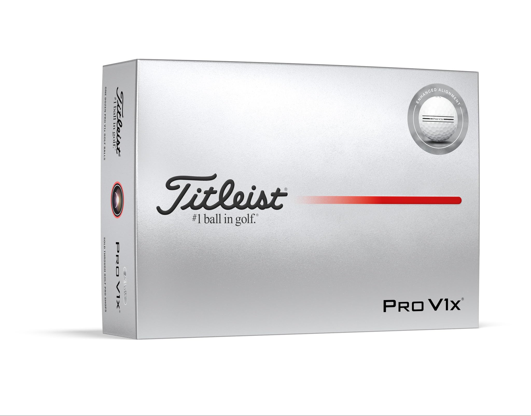 Titleist Piłki golfowe 2025 Pro V1x Enhanced Alignment, białe (jeden tuzin)