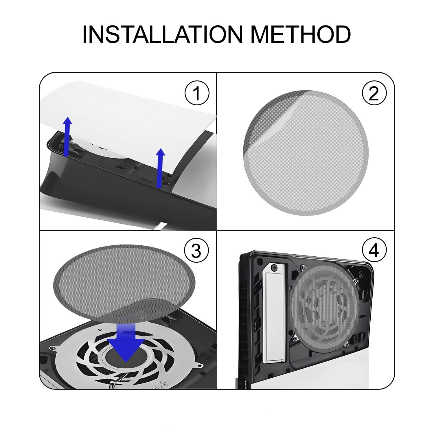 Filtro de Polvo Universal para PS5 Pro consola de juegos, Ventilador de Refrigeración Interna Cubierta de Malla para Evitar la Entrada de Polvo y Pelo (4*Círculo)