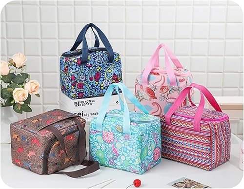 Miniatura 8 de Lonchera para mujeres y hombres, reutilizable, aislada, bolsa de mano, bolsa térmica para alimentos para viajes, trabajo, picnic, playa, forrada con