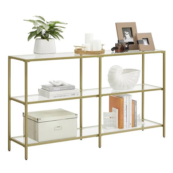 Elegant Gold and Glass Console Table
