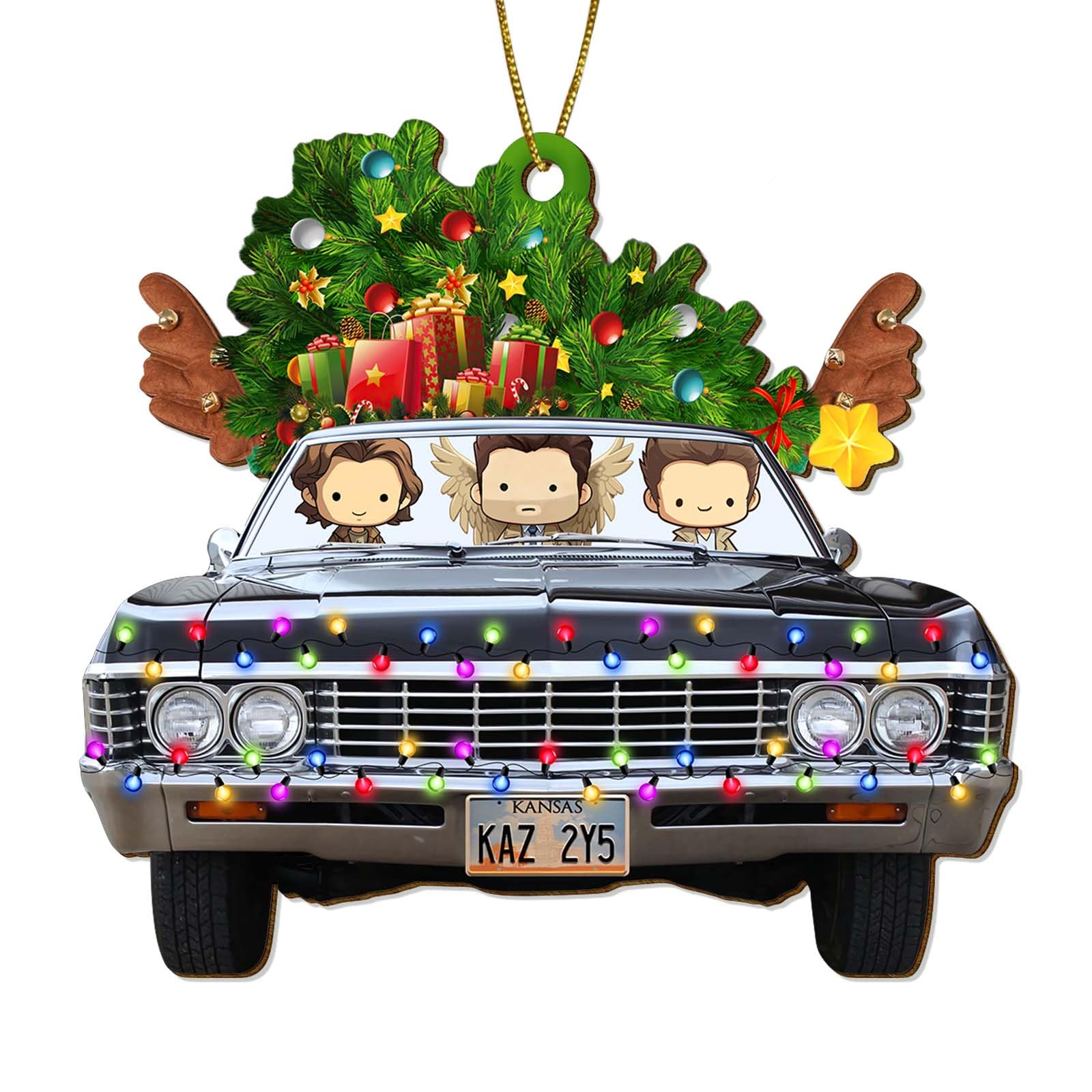 Vacation 2 Side Printed Flat Wooden Ornament, Movies Themed Tree Keepsake Ornaments - Natural Movie Christmas, Car Truck