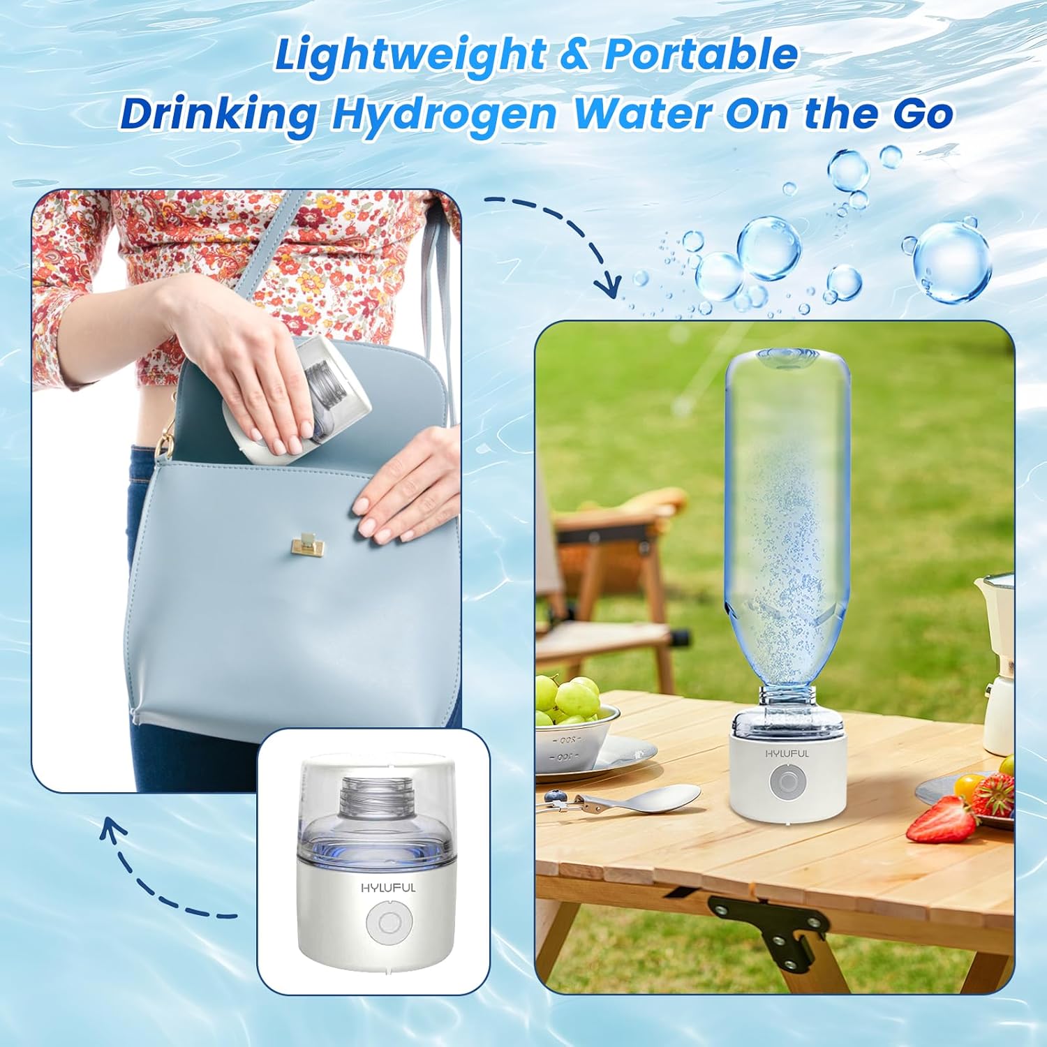 3 in 1 2300PPB Hydrogen Water Bottle, Hydrogen Water Bottle Generator Glass with SPE/PEM Technology Portable Hydrogen Water Generator Ionizer Machine for Home, Office