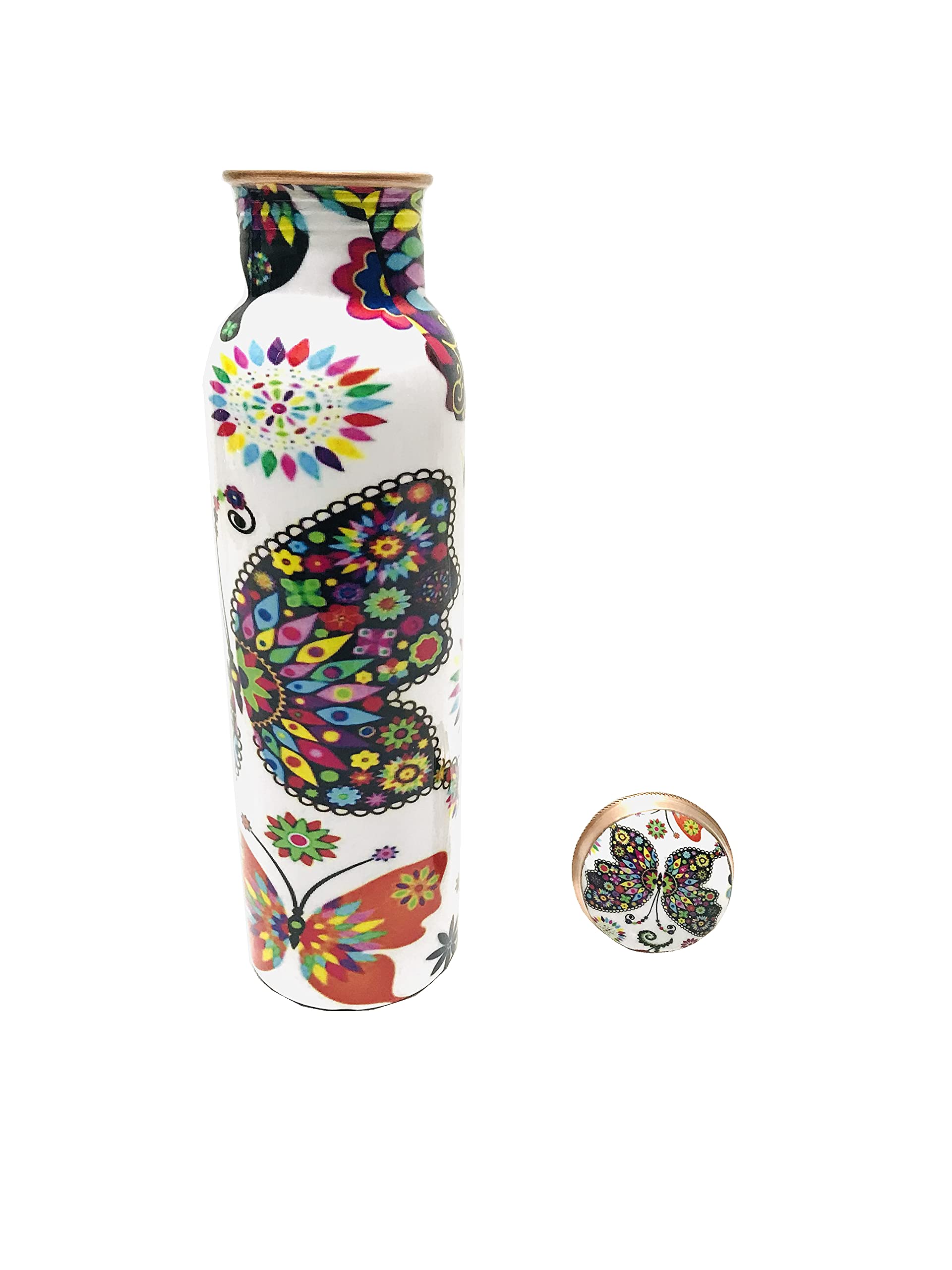 Pure Copper Water Bottle 34 Oz - Joint Free Ayurveda Health Bottle For Travel, Yoga & Gifting