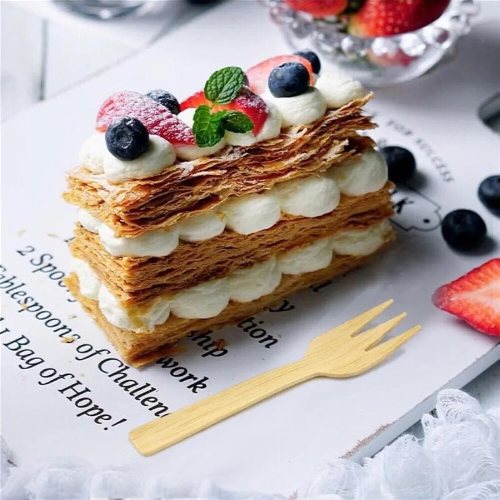 Forchette in bambù, 200 pezzi, mini forchettine in bambù, biodegradabili da 8,9 cm, usa e getta