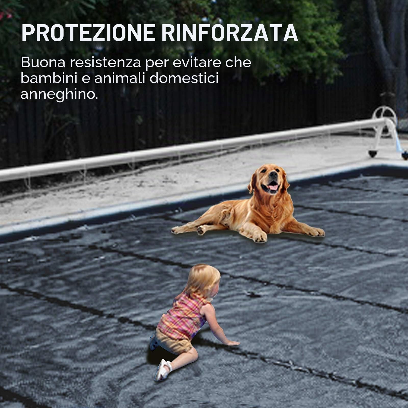 VEVOR Copertura di Sicurezza per Piscina in Carbone da 4x8M, Telo di Copertura per Piscina Rettangolare in Polipropilene, Coperchio Rettangolare di Piscina Interrata per Casa Giardino Hotel Ingegneria