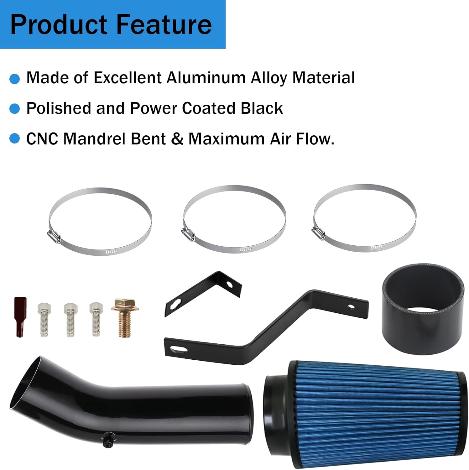 7.3L Cold Air Intake Kit 4" Cold Air Intake Pipe Kit for Ford F250 F350 Super Duty 1999.5 2000 2001 2002 2003 7.3 Powerstroke Diesel (Blue)