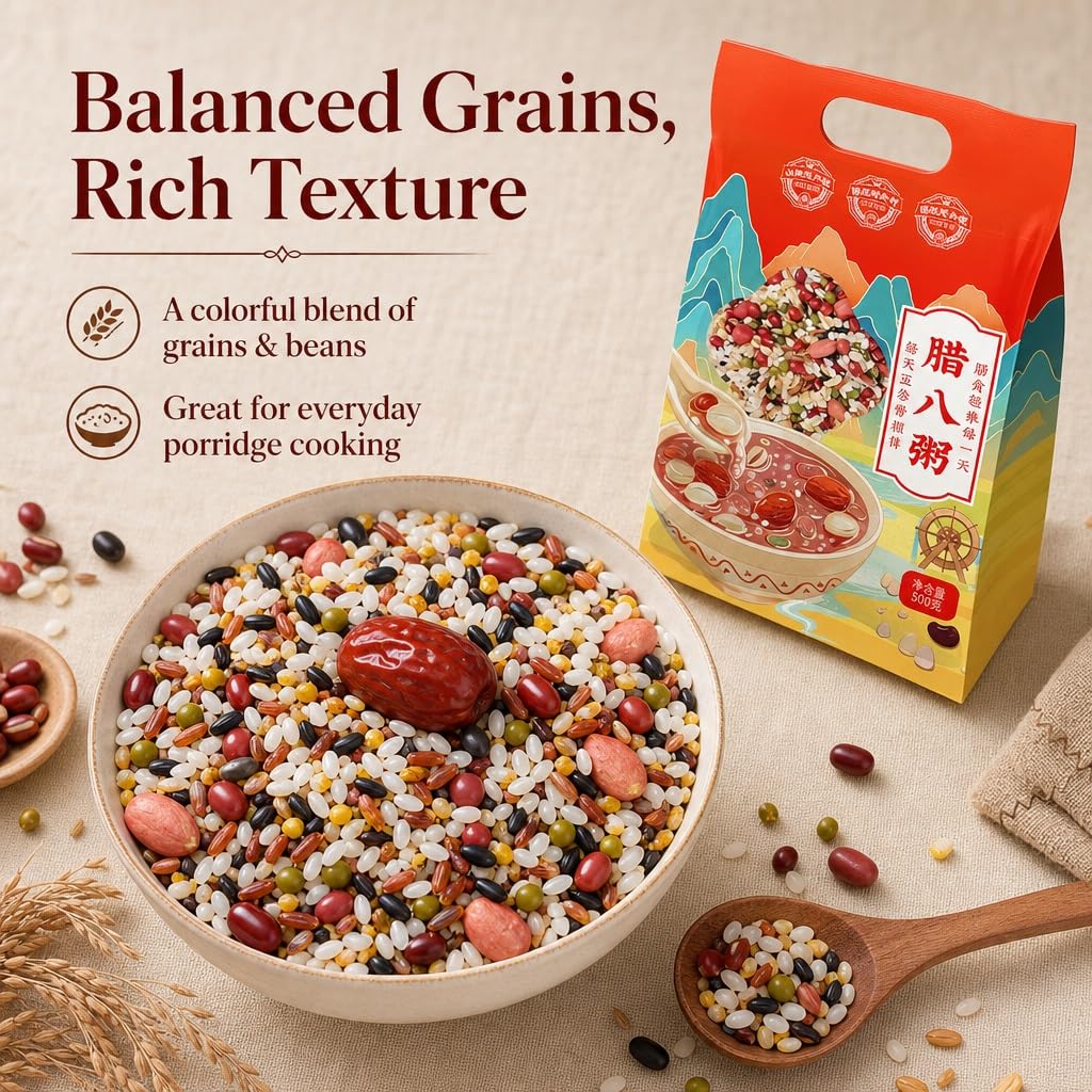 Mezcla De Gachas Cereales Mixtas 500 G: Ingredientes Laba Congee Con Dátiles Rojos, Sin Aditivos, Nutritivos For Uso Doméstico Y Comercial(500g*5)
