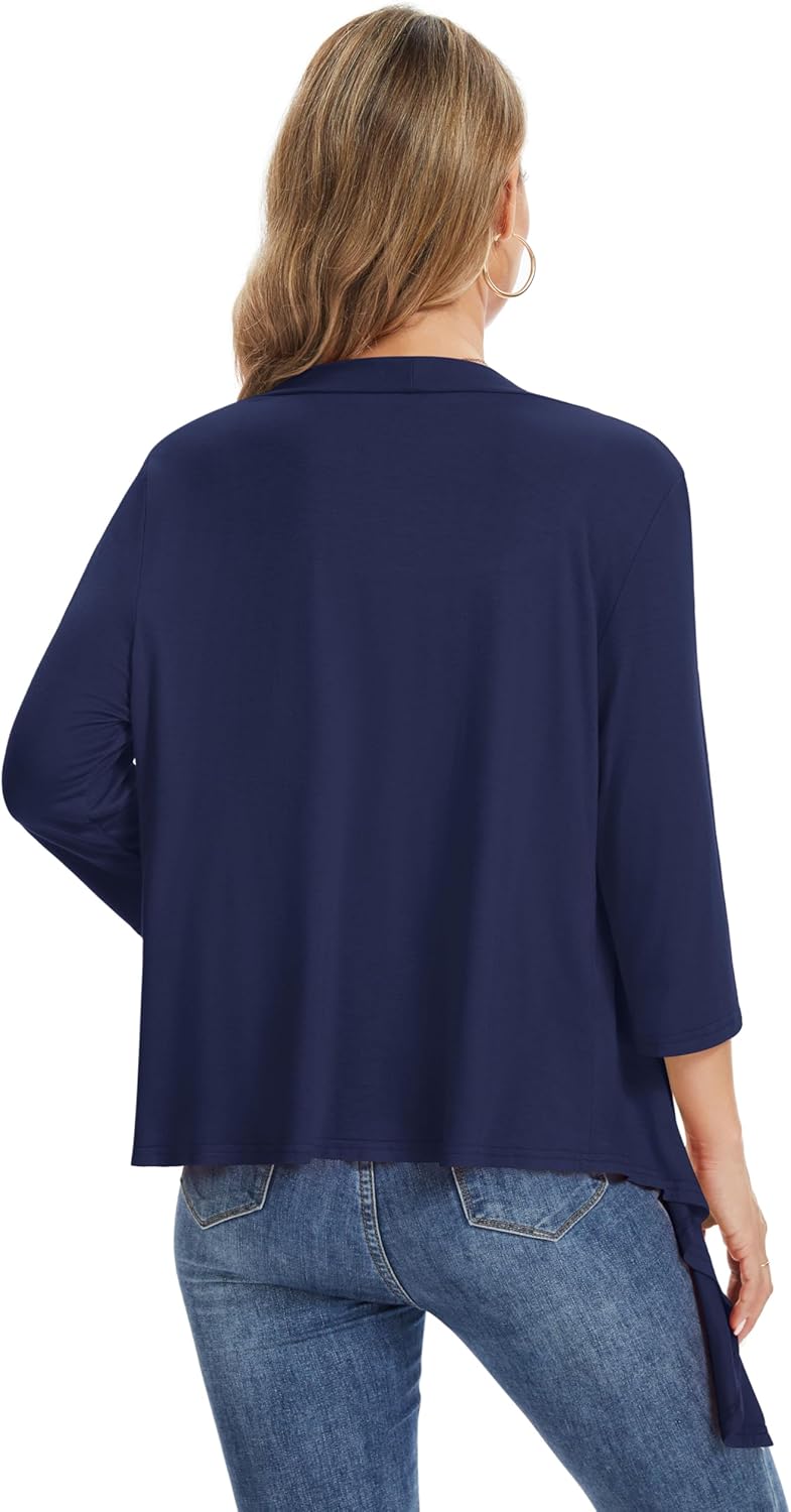 QUEZHU Women's Summer Cardigans 3/4 Sleeve Casual Open Front Lightweight Cardigan - Image 5