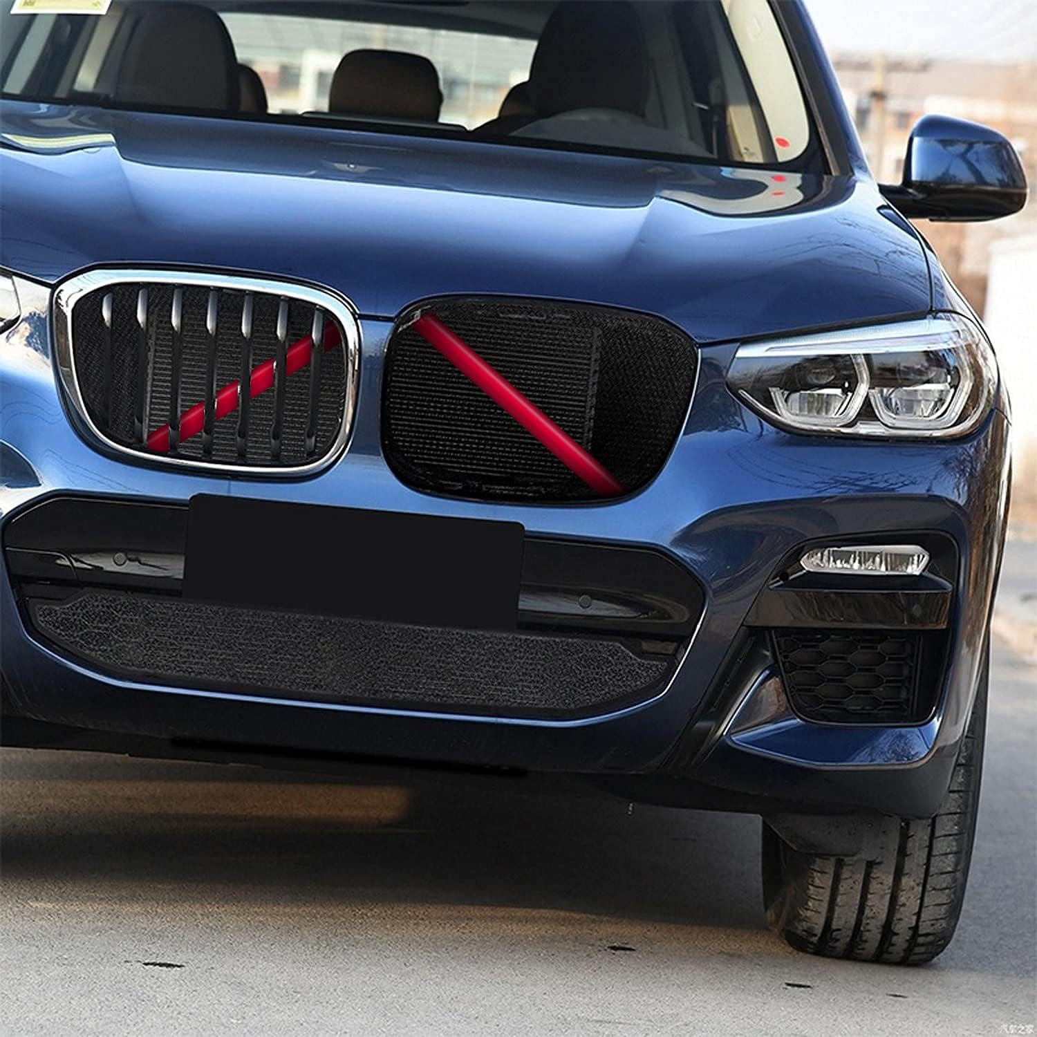 AggAuto Compatible with BMW Grille Inserts Stripes for 1/2/3/4/5 Series (F20 F21 F22 F23 F30 F31 F32 F33 F34 F36 F45 F46) 2011-2021, 328i/320i/335i/428i Grill Insert Accessories Red V Brace Cover