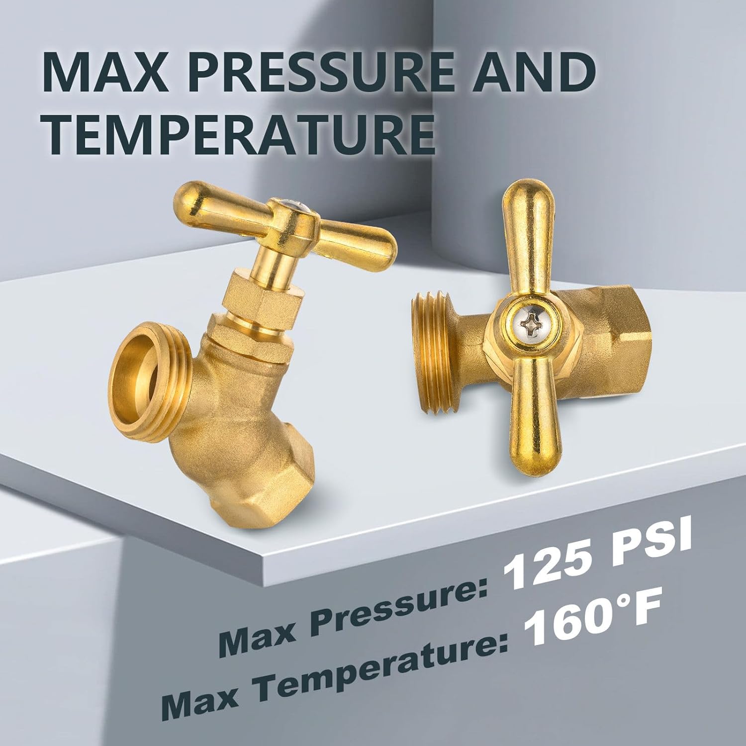 5 Pcs Hose Bibb Valve, 1/2" FIP x 3/4" MHT Heavy-Duty Brass No-Kink Plumbing Fitting, for Garden and Outdoor Water Connection