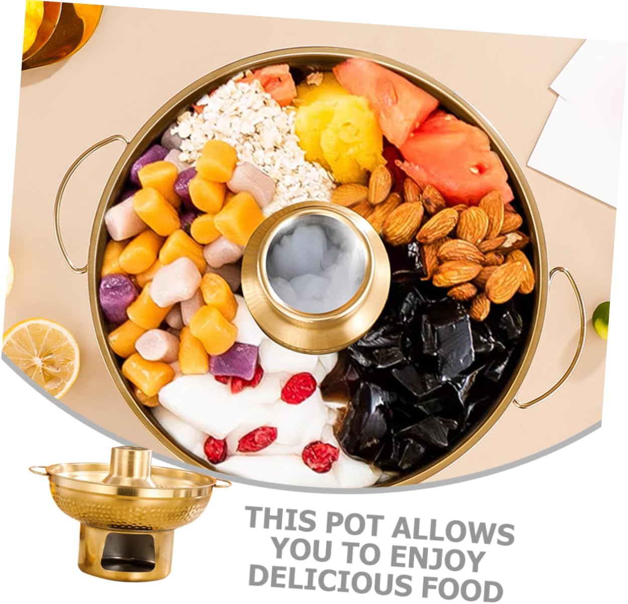 Mobestech Stainless Steel Dessert Pot Multi-functional Hot Pot for Ice and Desserts Easy to Clean Serving Bowl for Parties and Single Servings