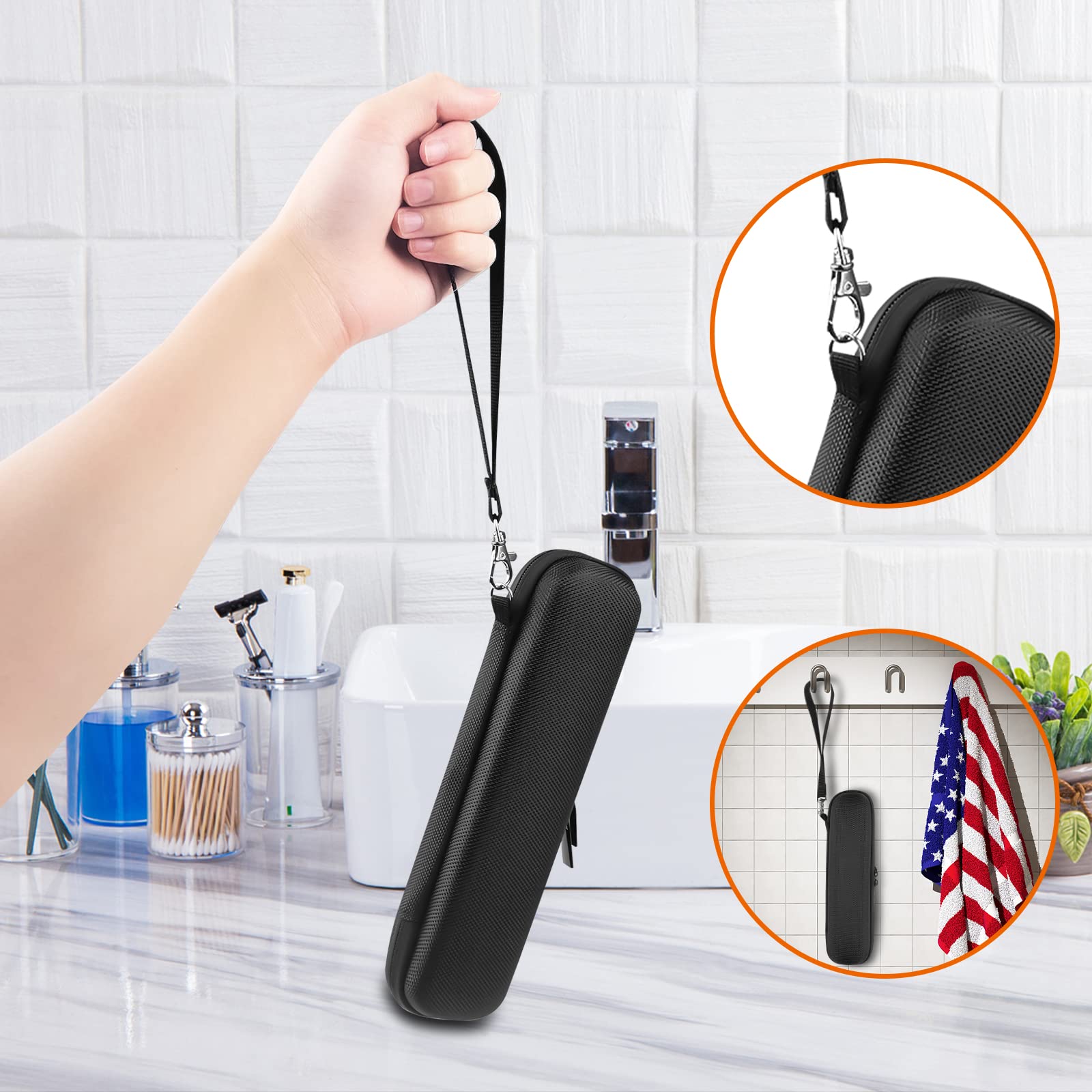 Gvolatee Etui odporne na wstrząsy, etui ochronne do Philips/Sonicare lub innego modelu tego samego rozmiaru, skóra PU, odporna na wstrząsy trwała, higieniczna - czarna, czarny