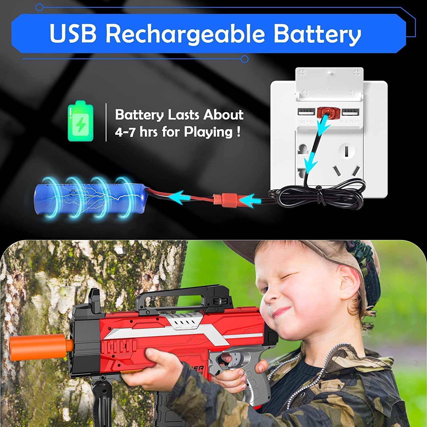 Buy JD FRESH Electric 3 Modes Burst Air Gun Toy Gun for Boys, Gun for