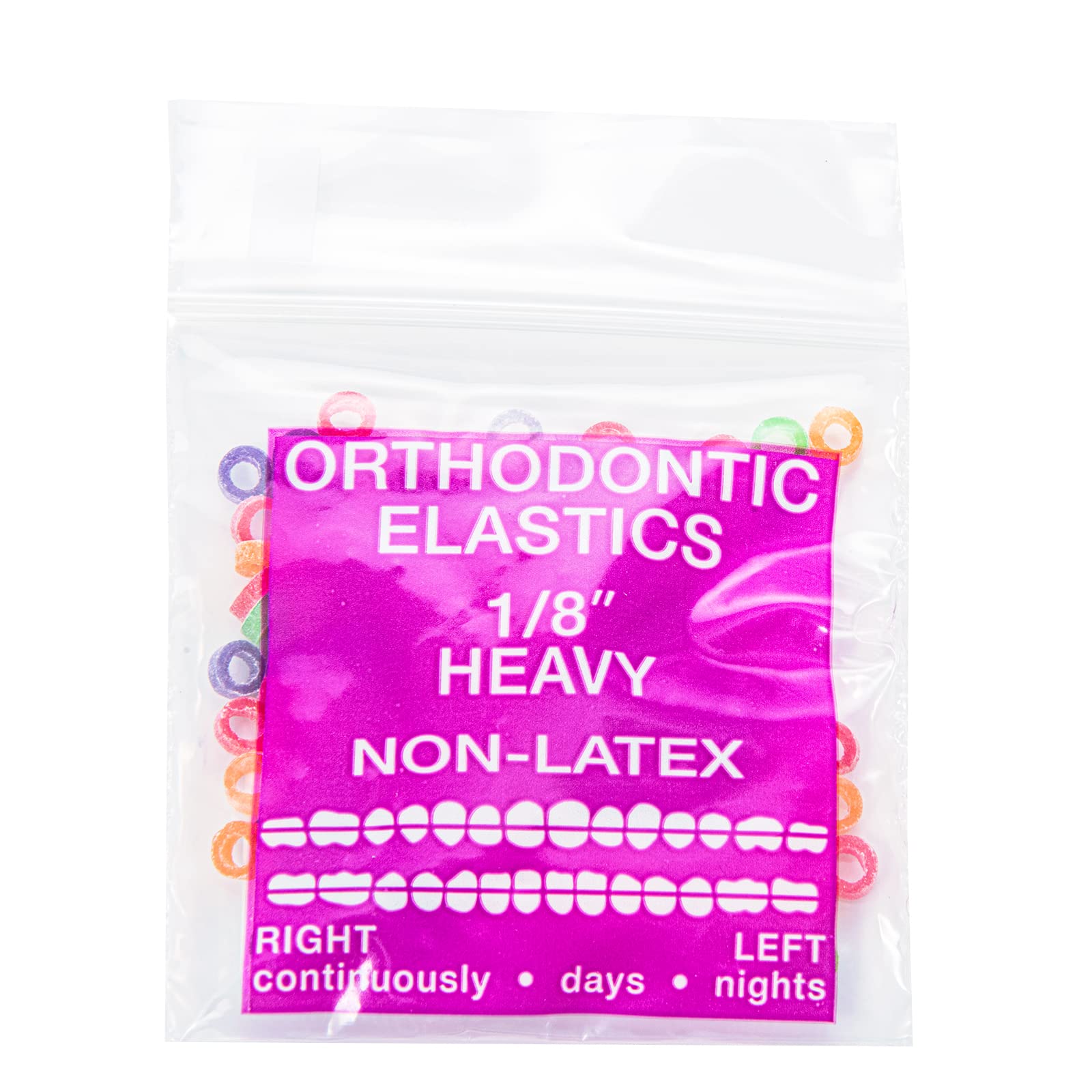 JMU Orthodontic Elastics 1/8 Heavy, 100 Pack Dental Rubber Bands | Orthodontic Rubber Bands for Braces, Intraoral Elastic Bands, Latex Free, 6.5 oz, Made in USA