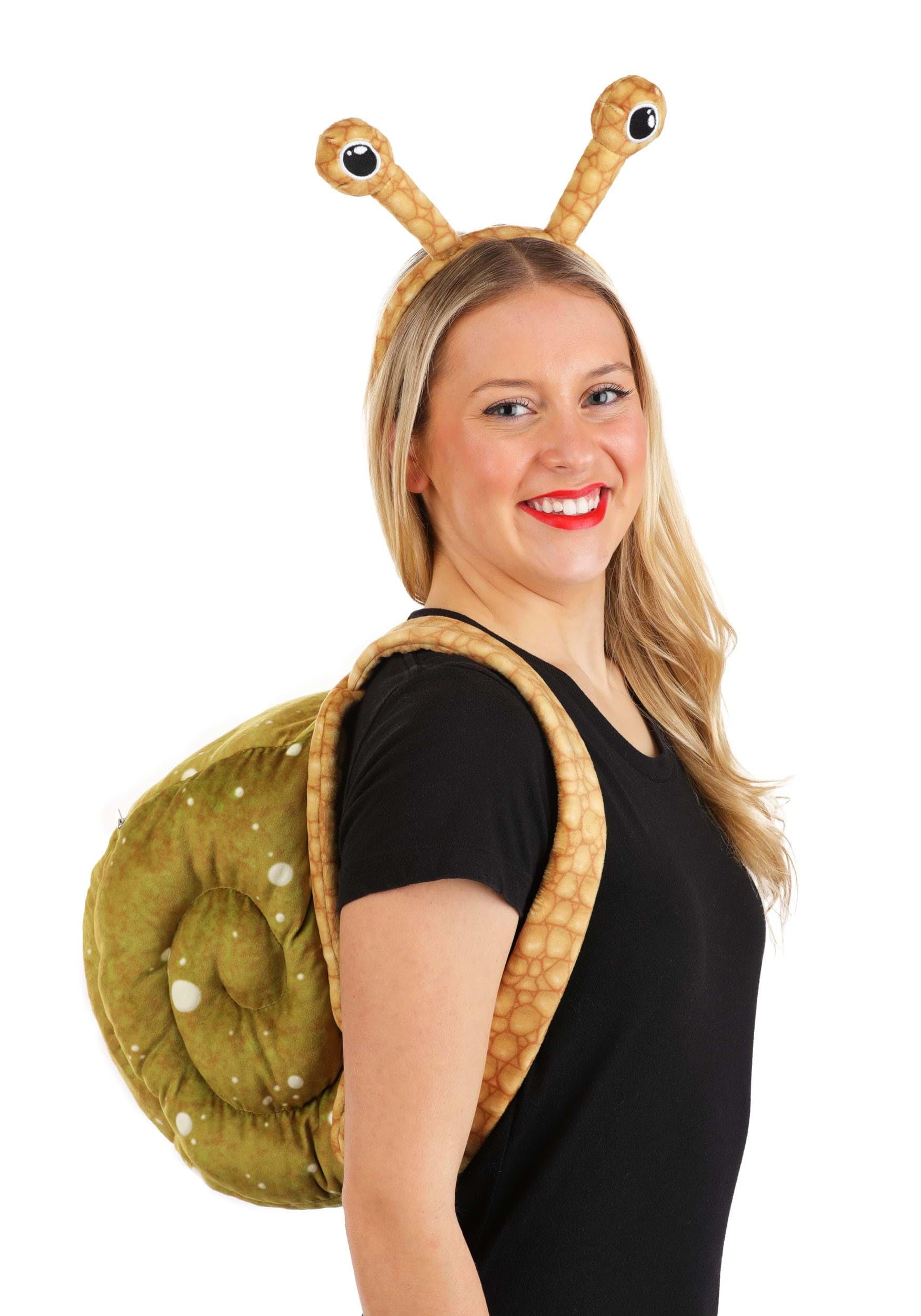 Adult Snail Costume Accessory Kit | Spiral Shell Backpack with Antenna Headband, Green, Standard