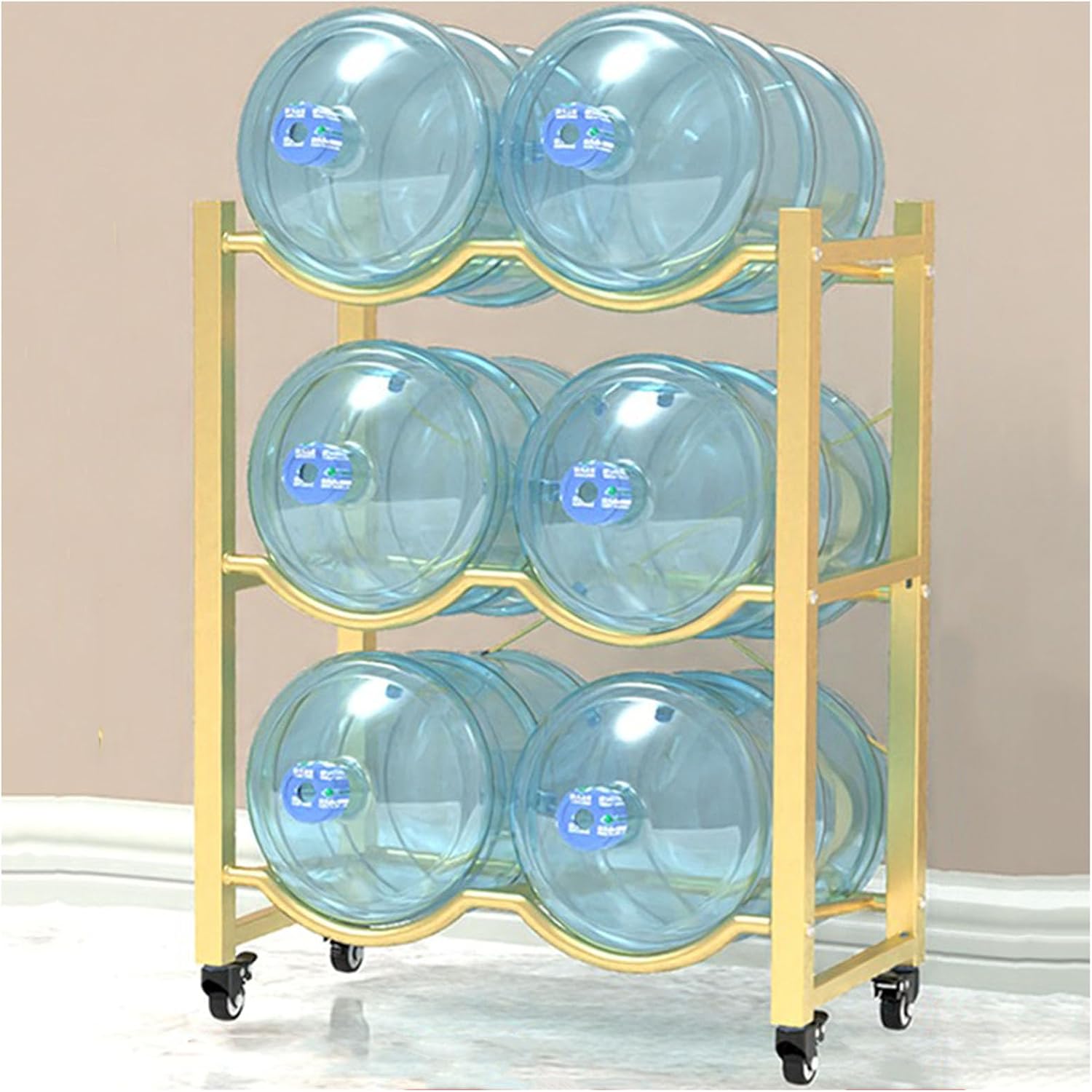 Heavy Duty Water Jug Holder with 4 Wheels - Movable Water Bottle Stand for Dispenser Ideal for Office Restaurant Gym - Water Cooler Storage Rack