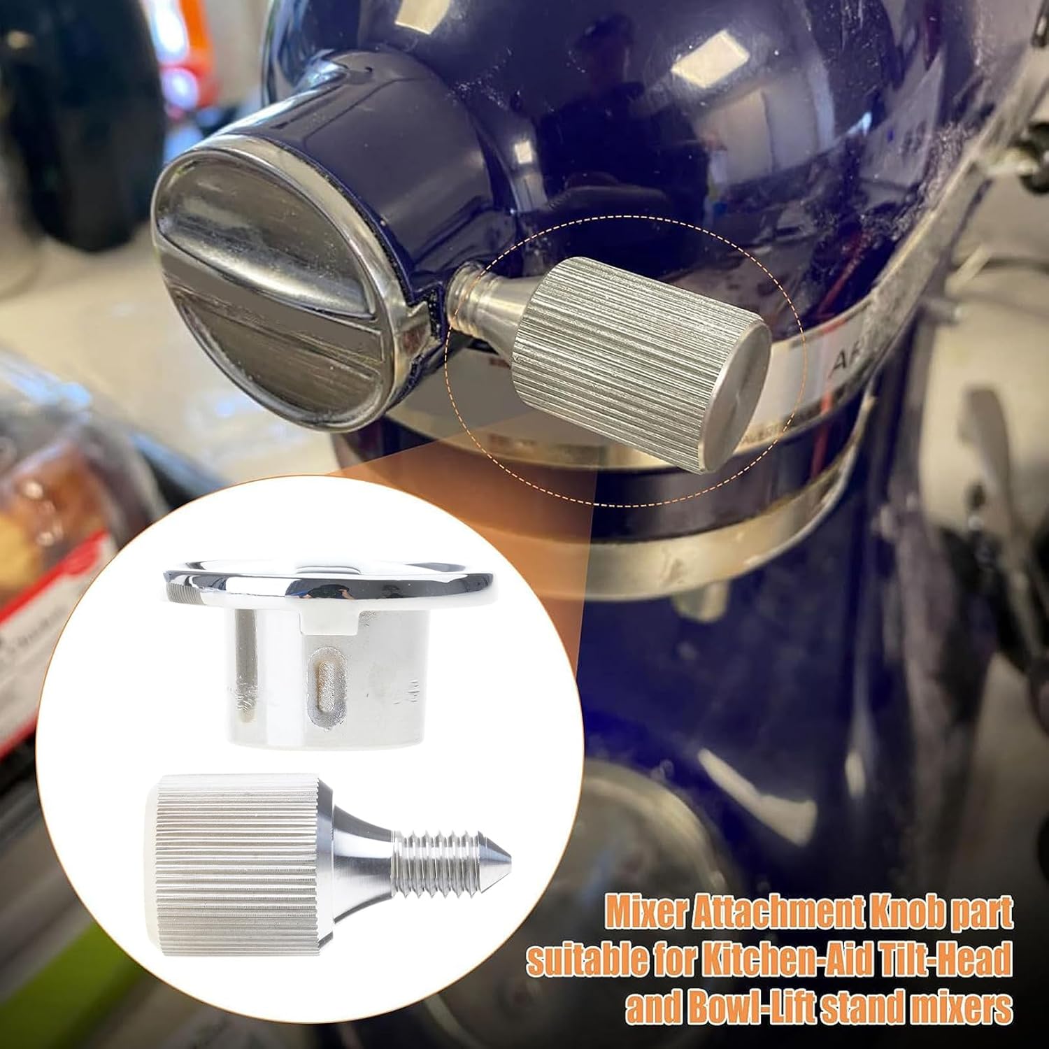 Stainless Steel Mixer Knob Thumb Screw Attachment Replacement Part Loose Suitable for Stand Mixers Replacement for Silver Stainless Steel Knob