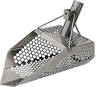 Vista 5 de CooB Herramienta de detección de metales con pala de arena de playa, pala de acero inoxidable para detectar tesoros, poste de mango de fibra