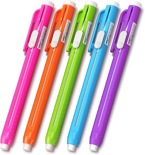 Gomas de borrar estilo bolígrafo retráctil borrador mecánico retráctil color surtidos paquete de 5
