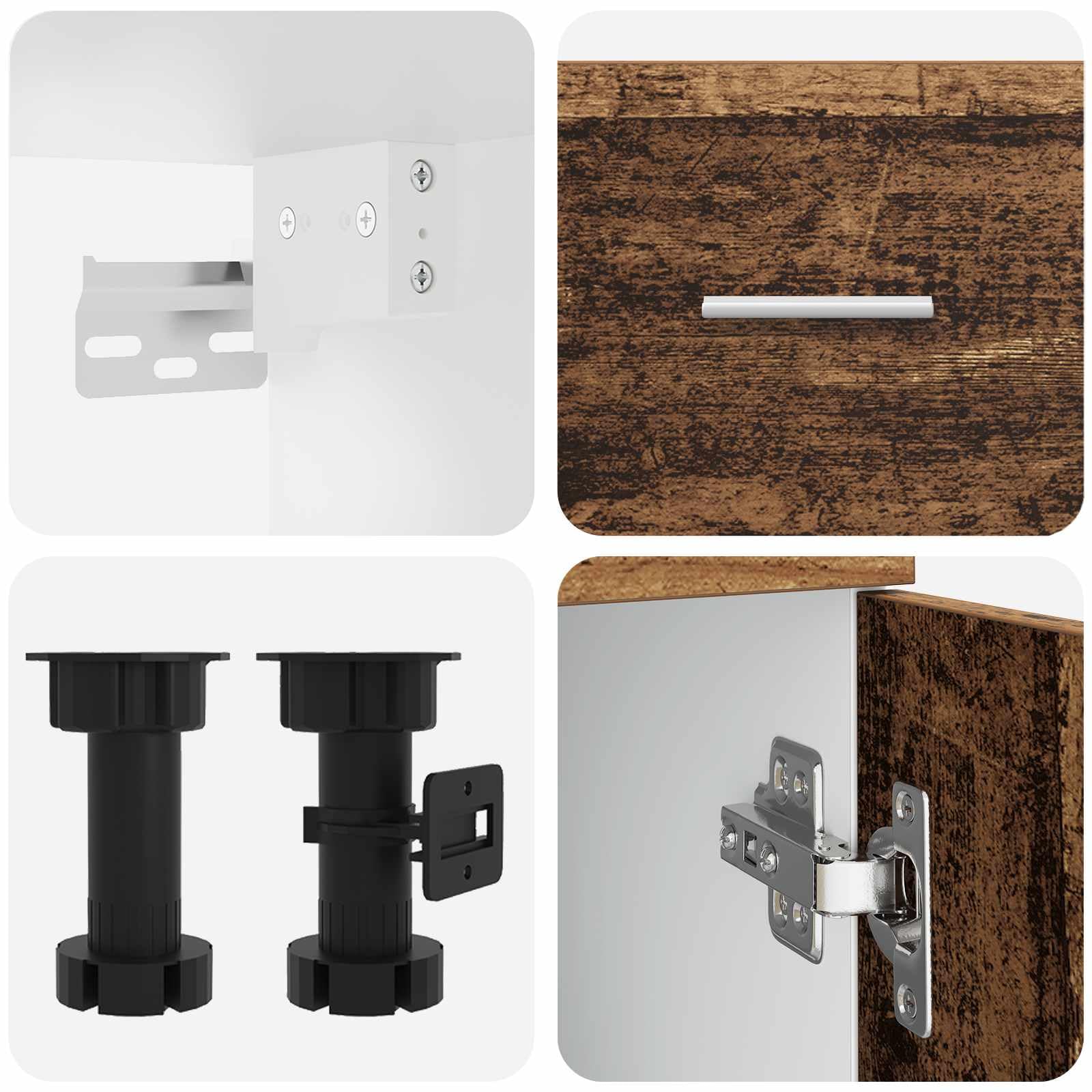Kitchenette Lyon - Set di 8 blocchi da cucina in legno, modulari, con lavello, pensili e cassetti, per cucina e sala da pranzo
