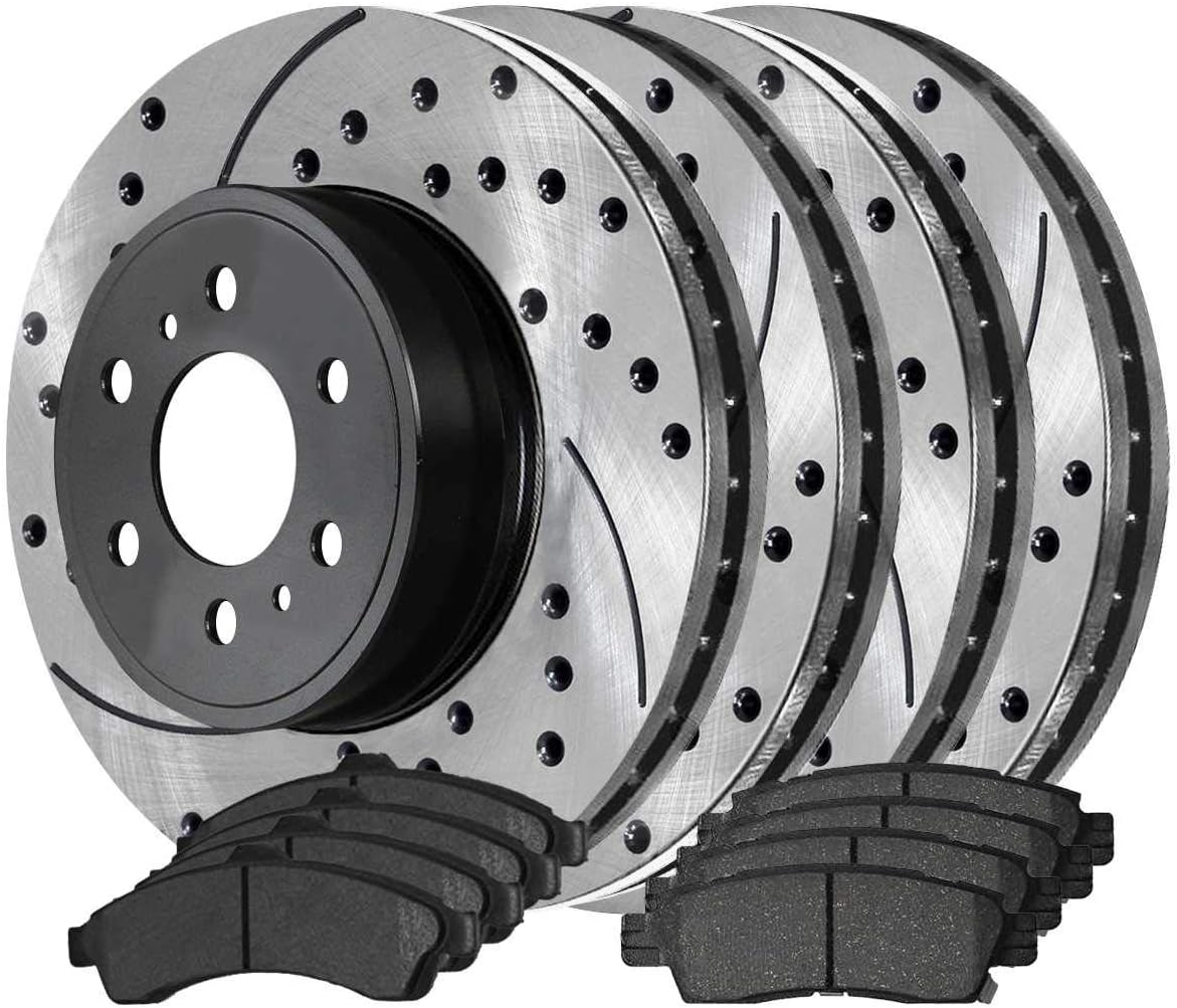 AutoShack Front and Rear Drilled and Slotted Brake Kit Rotors Black and Ceramic Pads Set of 4 Replacement for Chevrolet Trailblazer Oldsmobile Bravada Buick Rainier 2002-2005 GMC Envoy RWD BRAKEPKG339 AutoShack Front and Rear Drilled and Slotted Brake Kit Rotors Black and Ceramic Pads Set of 4 Replacement for Chevrolet Trailblazer Oldsmobile Bravada Buick Rainier 2002-2005 GMC Envoy RWD BRAKEPKG339
