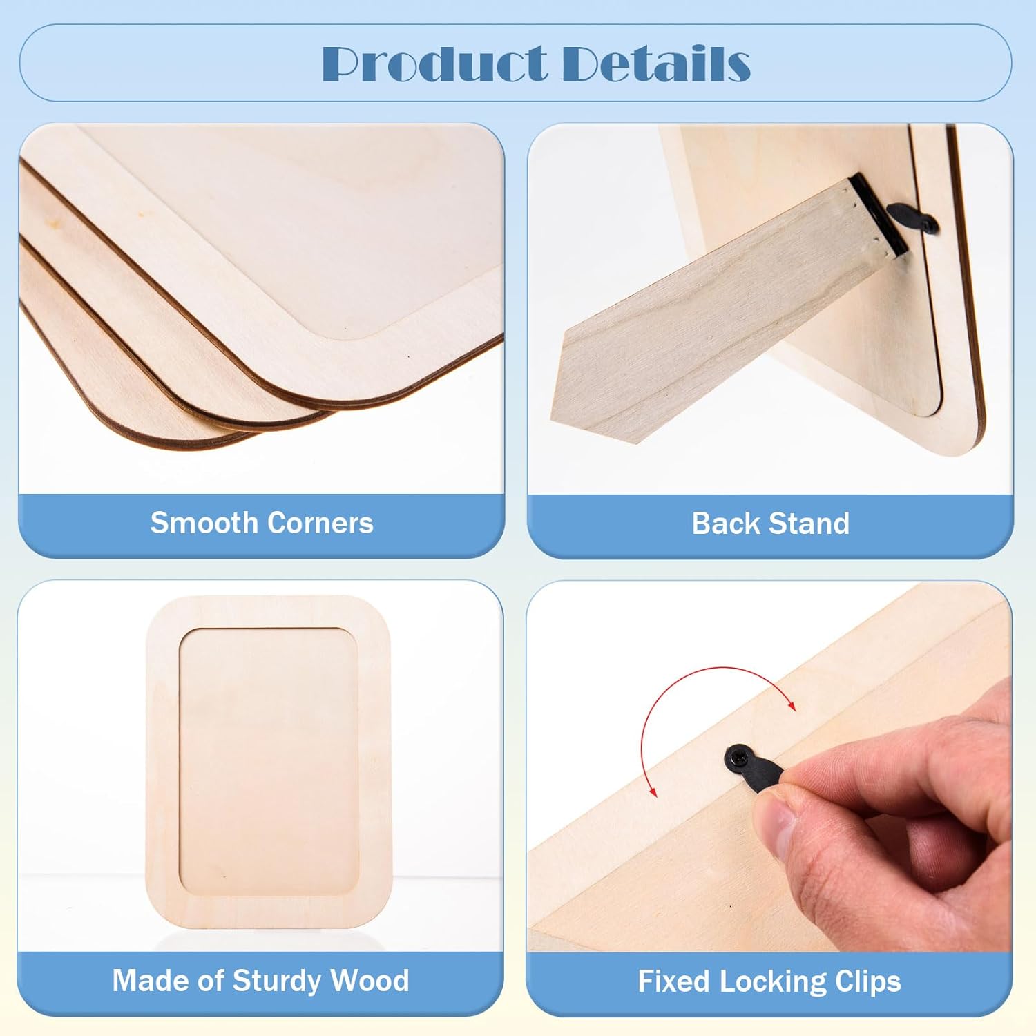 MoDooris 36 PCS Wooden Picture Frames for 4" x 6" Photos Unfinished Solid Wood Photo Frames Rectangular Standing Wooden Postcard Frame for DIY Crafts, Painting, Arts Projects, Home Decoration