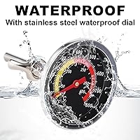 Vista 2 de BBQ Thermometer 2-3/8" Oversized Dial, 50-800°F Smoker Thermometer Weatherproof with Easy Read Numbers - Grill Temp Gauge for Charcoal Grill & Meat