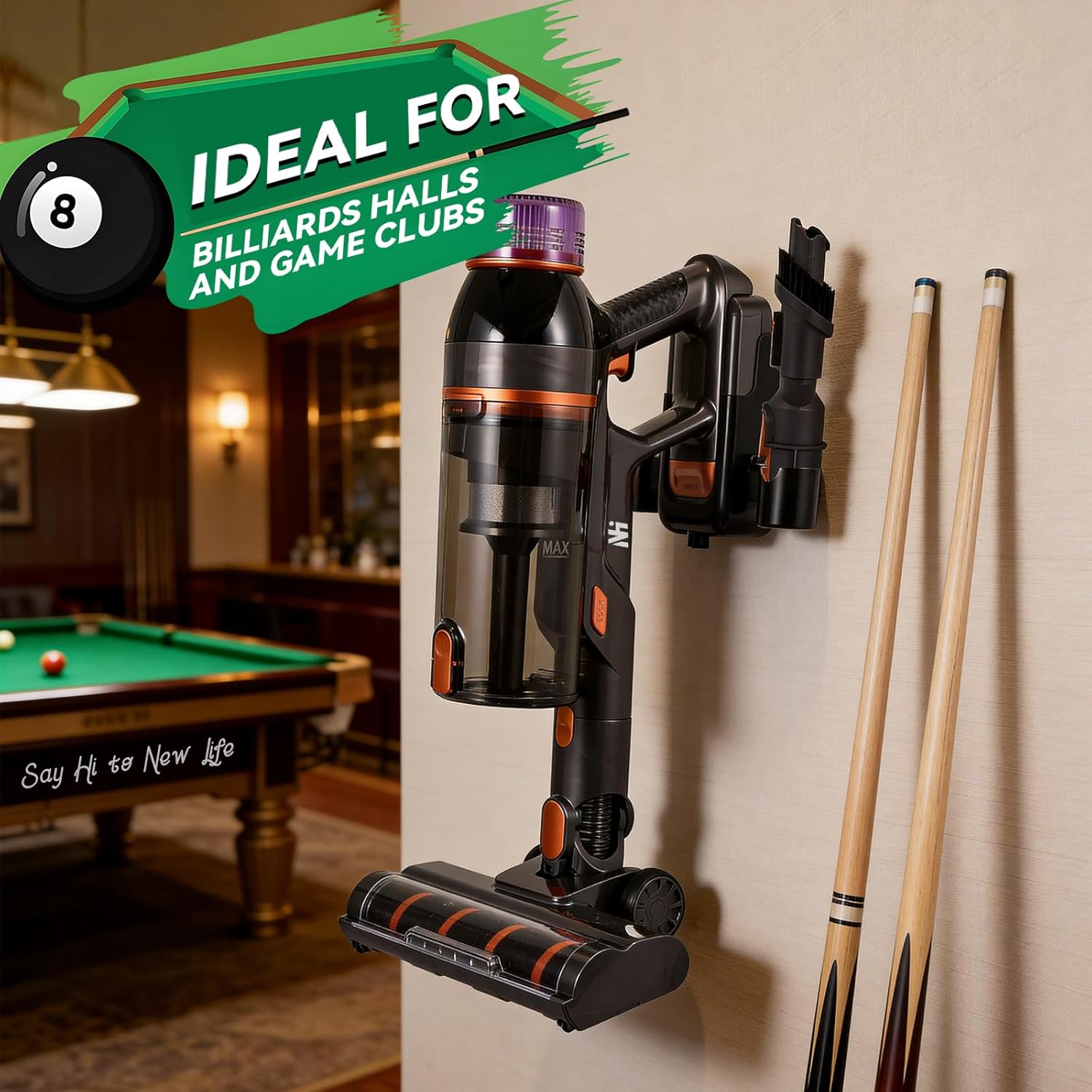 Newhai Billiard Table Cloth Cleaner, 26kpa Pool Table Cloth Vacuum Cleaner, Lithium Cordless Billiard Cloth Cleaning Machine 250W for Billiard Halls