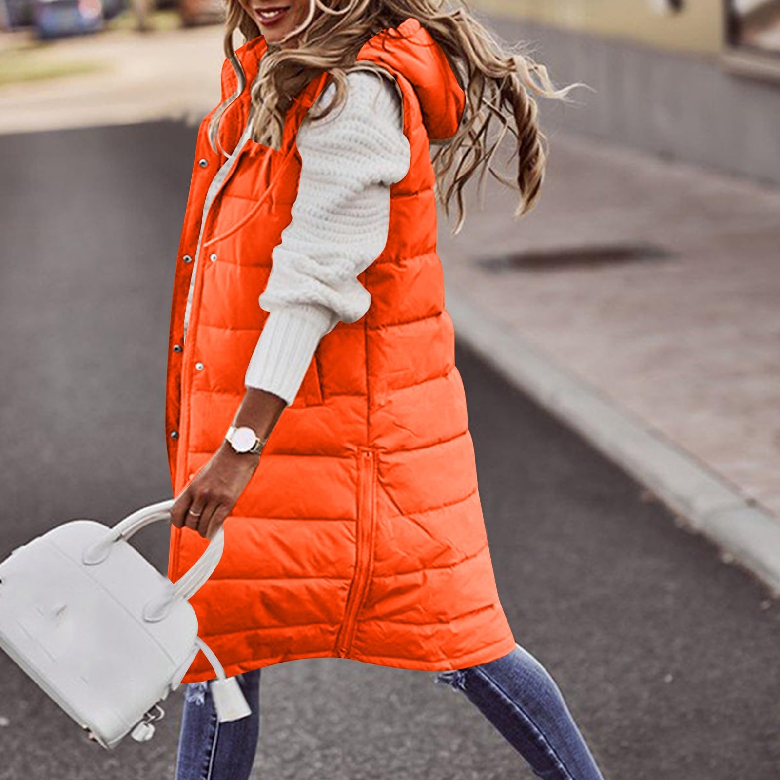 Chaqueta Mujer Abrigo Entretiempo Invierno Cazadora Plumiferos，Elegante Sin Mangas para Mujer con Capucha y Atemporal Diseño Casual de