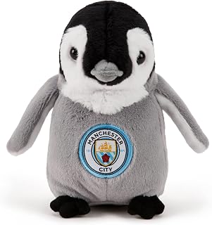 The Gift Scholars Pingüino de Peluche Man City FC de 22 cm Juguete de Fútbol Suave Oficialmente Licenciado y Ecológico, Regalo Ideal para Citizens Jóvenes y Adultos