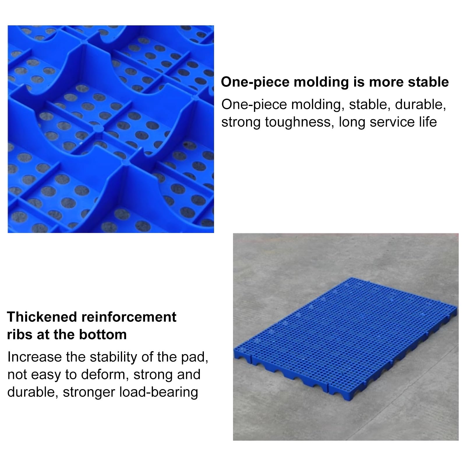 Pallet in plastica resistente, impermeabile, griglia di stoccaggio ventilata, supporta fino a 900 kg, ideale per magazzini e logistica (grigio, 100 x 60 x 10 cm)