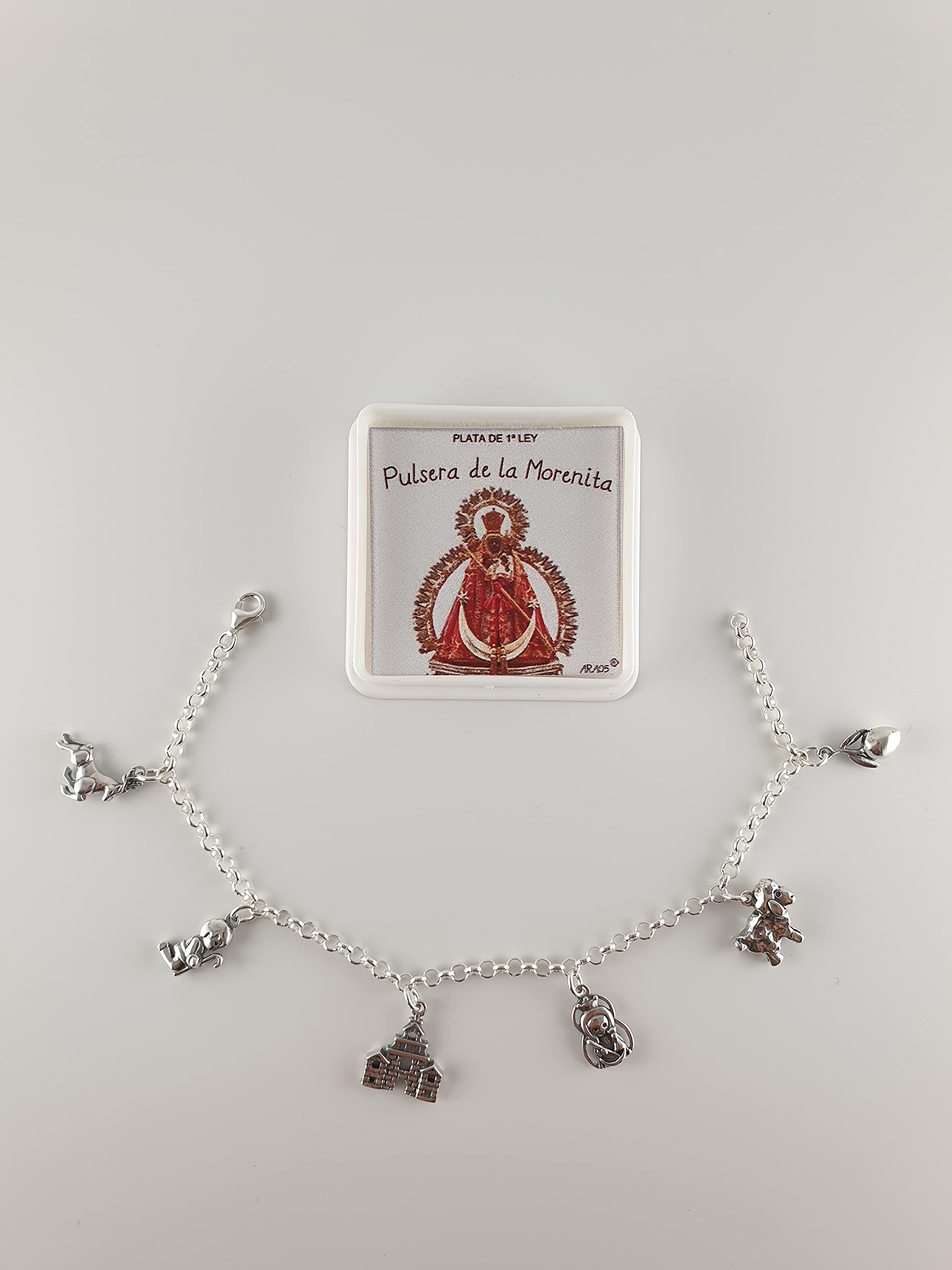 Pulsera plata ley virgen de la cabeza (morenita) 20cm