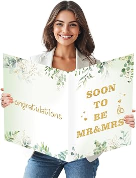 Idealmuzik Oversized Congratulations on Engagement Cards 1422 Inch Jumbo MR MRS Card with Envelope Jumbo Large Big Engagement Party Card for Couples, Wedding Shower Celebration