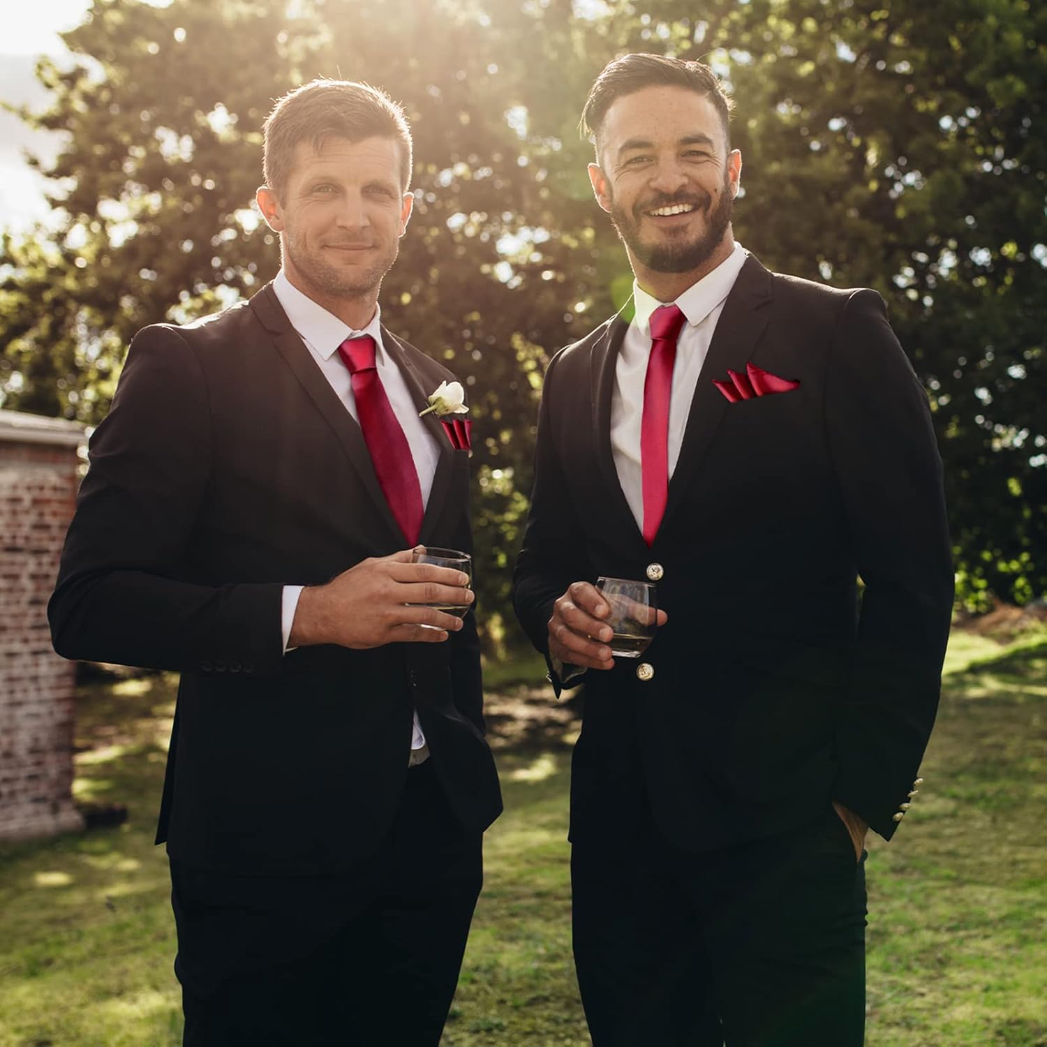 Sureio 20 Pcs Men Tie and Pocket Square Set Satin Formal Solid Ties for Men Pocket Square Handkerchief for Wedding - Image 3