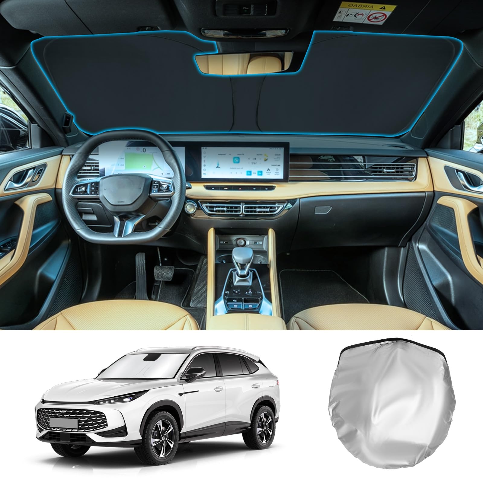 Peugeot 2008 2014 2019 208 2008 e Pare soleil pliable en tissu enduit argenté [432]   Auto