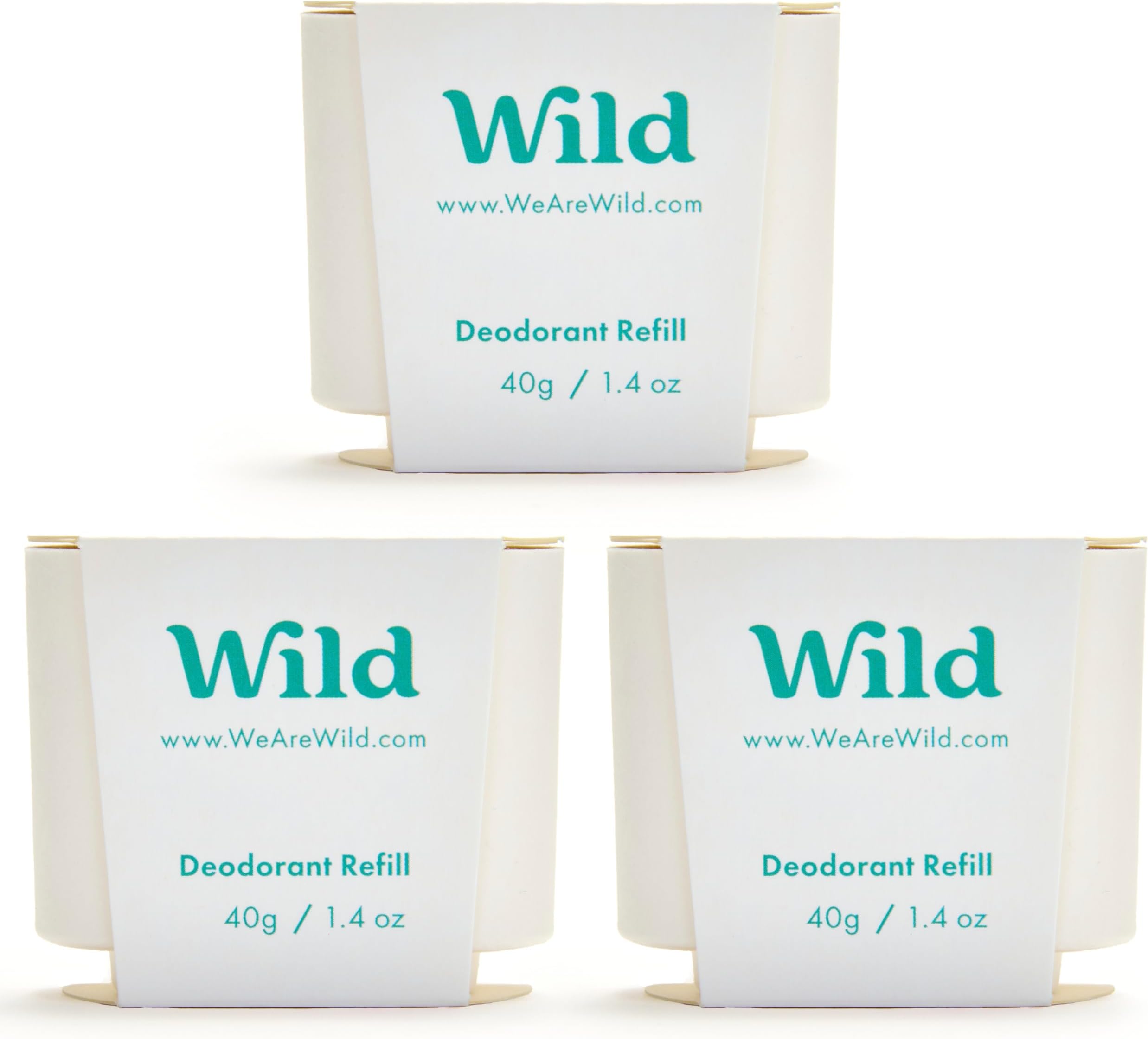 Wild - Natural Refillable Deodorant - Fresh Cotton & Sea Salt Refill Trio Pack - Vegan & Eco-Friendly - Aluminium Free - Long Lasting Protection - Natural Ingredients - 3 Pack of 40g Refills