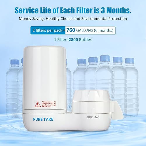 Miniatura 6 de Filtro de agua para grifo de fregadero, purificador de agua de montaje en grifo de 380 galones para fregadero de cocina, filtros de fibra de carbono