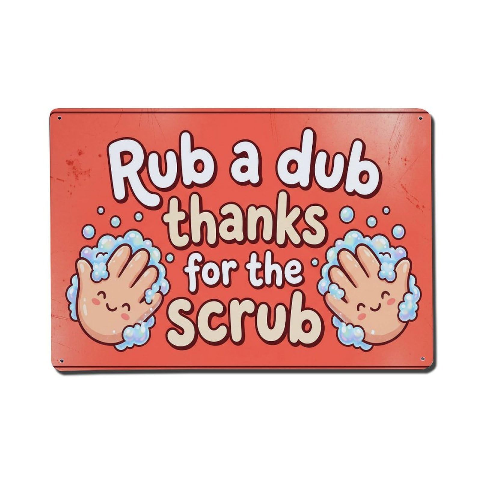 Olhnbad Style Rub A Dub Thanks For The Scrub Hand Washing Quote Metal Tin Sign