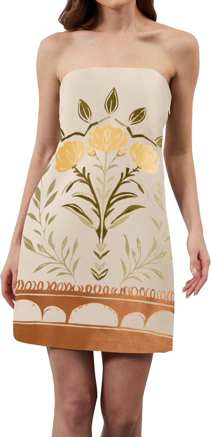 Women Strapless Tube Mini Dress Boho Floral Print Sleeveless Backless Short Dress Summer Going Out Beach Sundress - Image 5