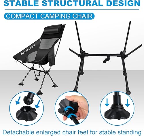 Miniatura 5 de Silla de camping ultraligera, sillas plegables con almohada, sillas de césped portátiles compactas para campamento, senderismo, viajes, picnic,
