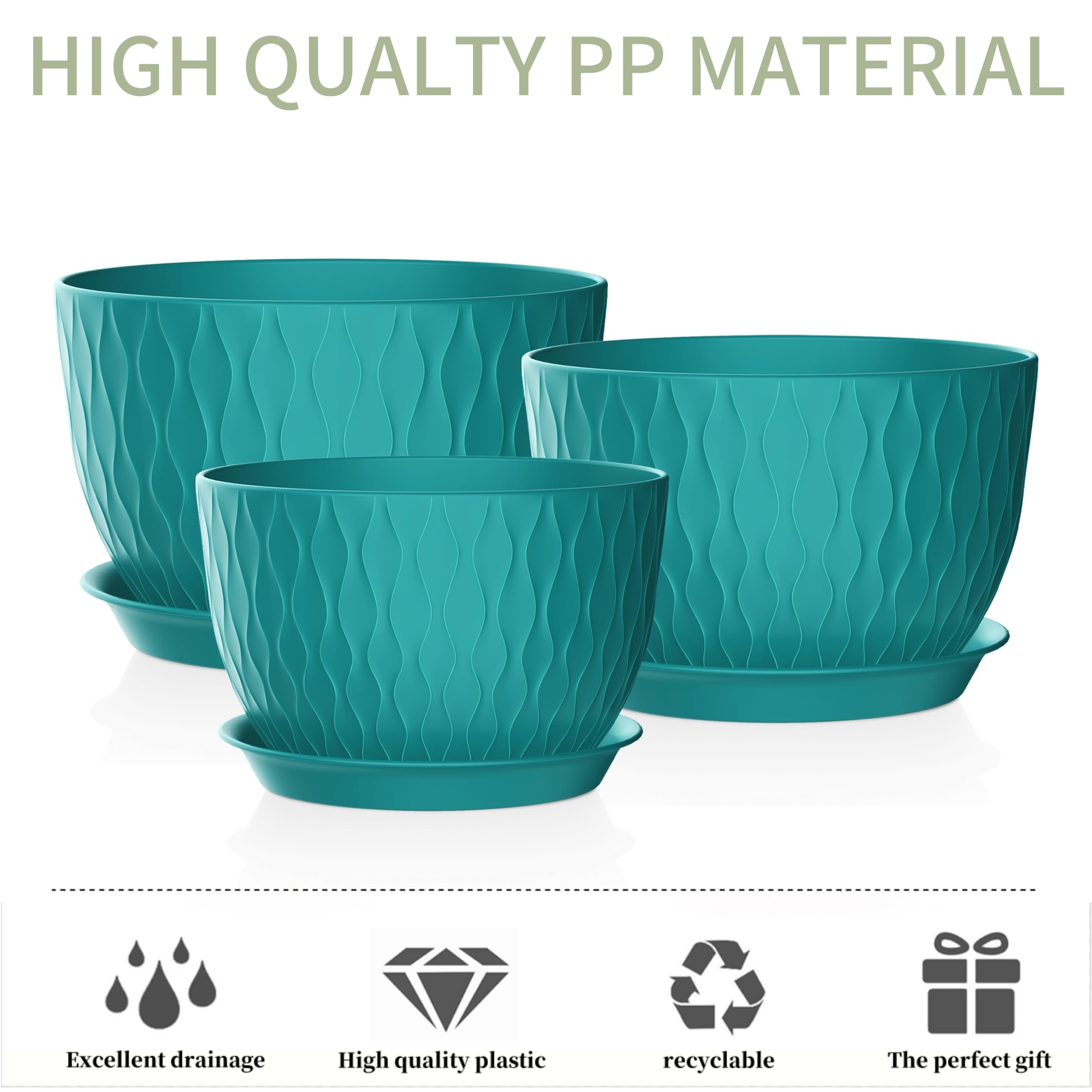 Snapklik.com : SQKH 12/10/9 Inch Plant Pots, 3 Pack Large Flower Pots ...