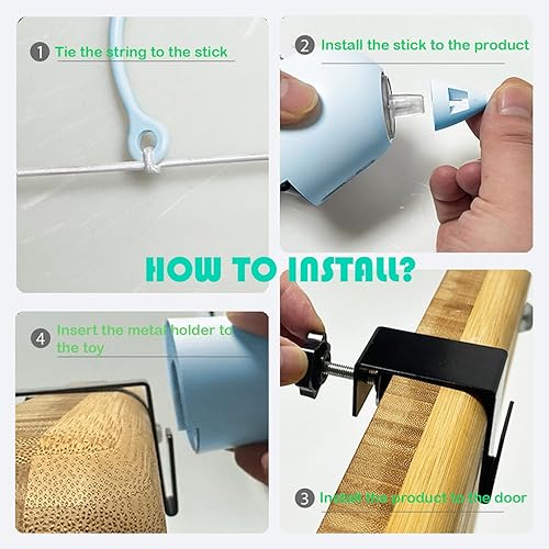 Miniatura 4 de Juguetes interactivos para interiores, juguetes para gatos, puerta colgante eléctrica para aburrido, plumas, juguete recargable para colgar en la