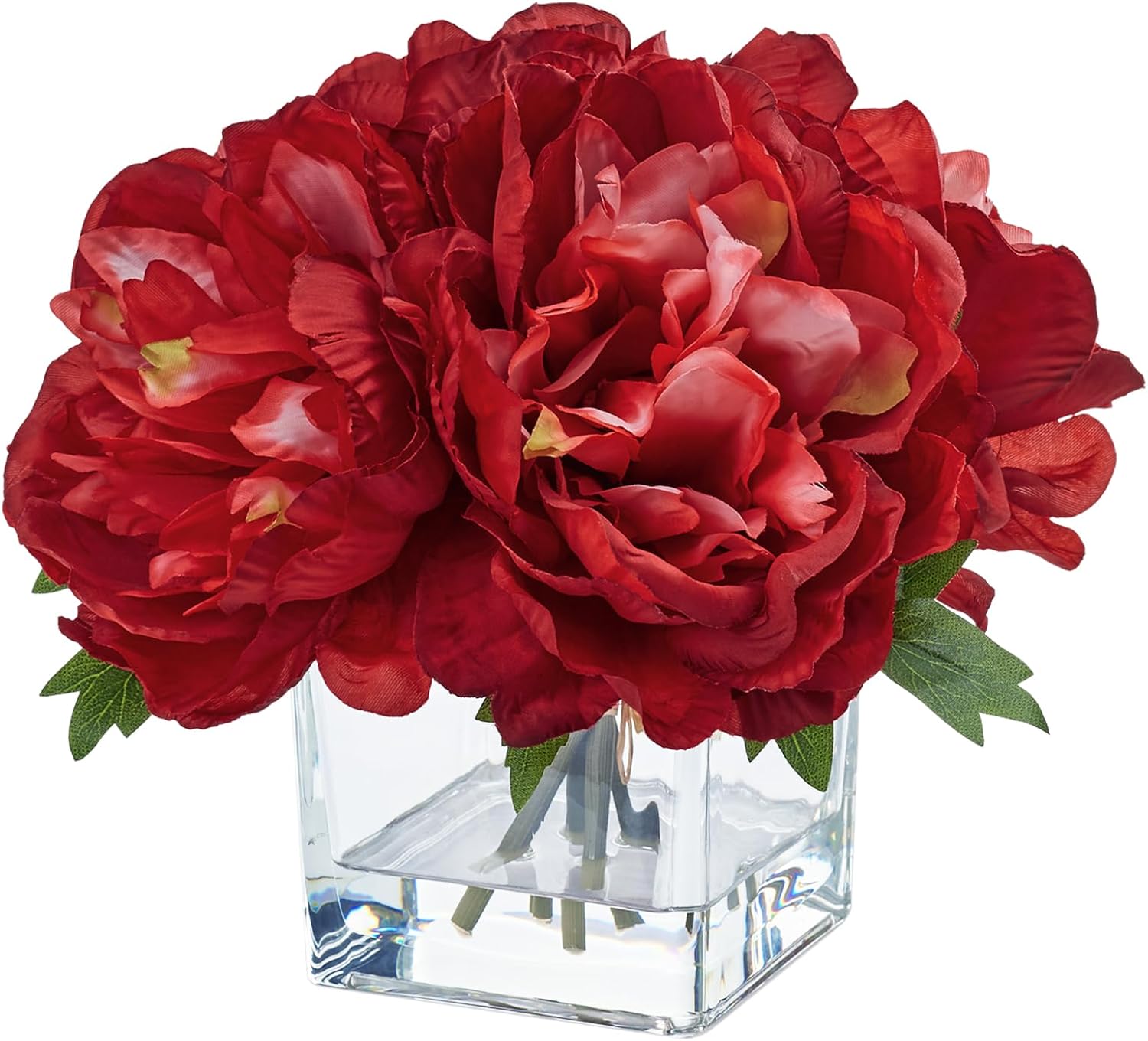WELL KNOWN Peonies Artificial Flowers with Vase, Faux