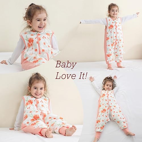 Miniatura 6 de Saco de dormir para bebé de invierno con pies 2.5 TOG 100% algodón manta portátil con piernas Saco de dormir sin mangas para niños recién nacidos