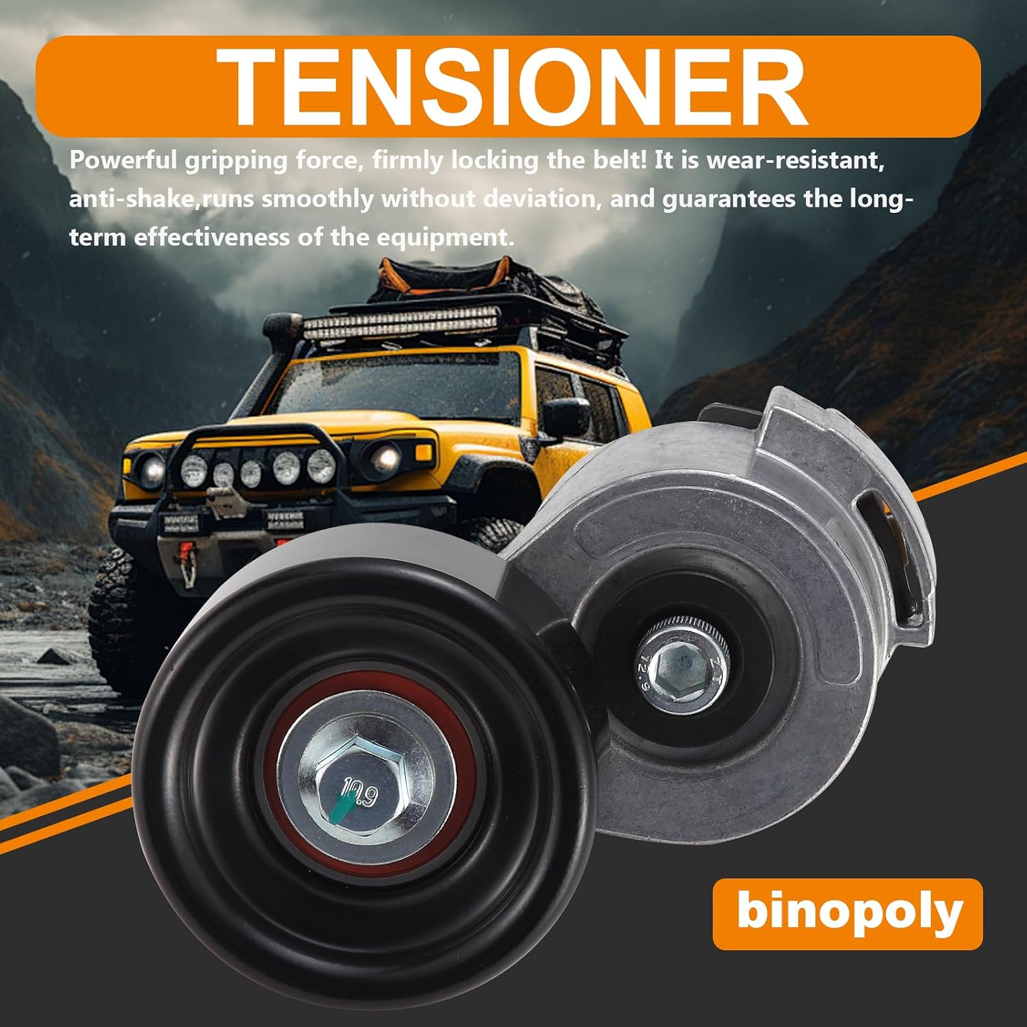 binopoly 38114 Drive Belt Tensioner Assembly With Pulley For 92-14 Ford Sable/Taurus/Mustang/Aerostar/Ranger/Windstar Mazda B3000 Pickup Mercury Sable OE#419-201 38385 89233 ZZM415980 ZZM115980