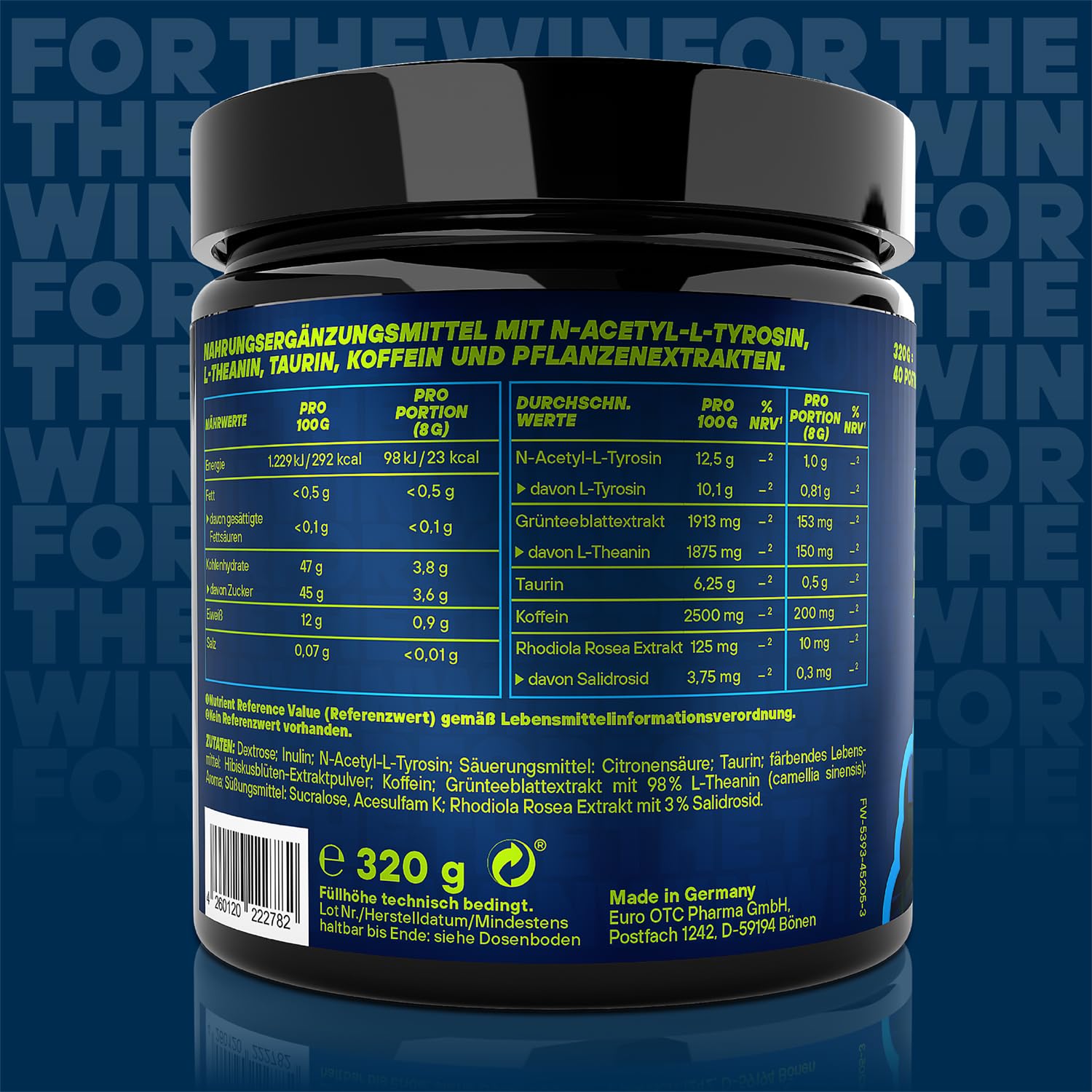 FTWIN® Nutrition Gaming Booster Nightlime Cherry (Kirsche + Limette) | für Gamer und E-Sportler, perfekt für lange und intensive Gaming-Sessions, 40 Portionen, vegan