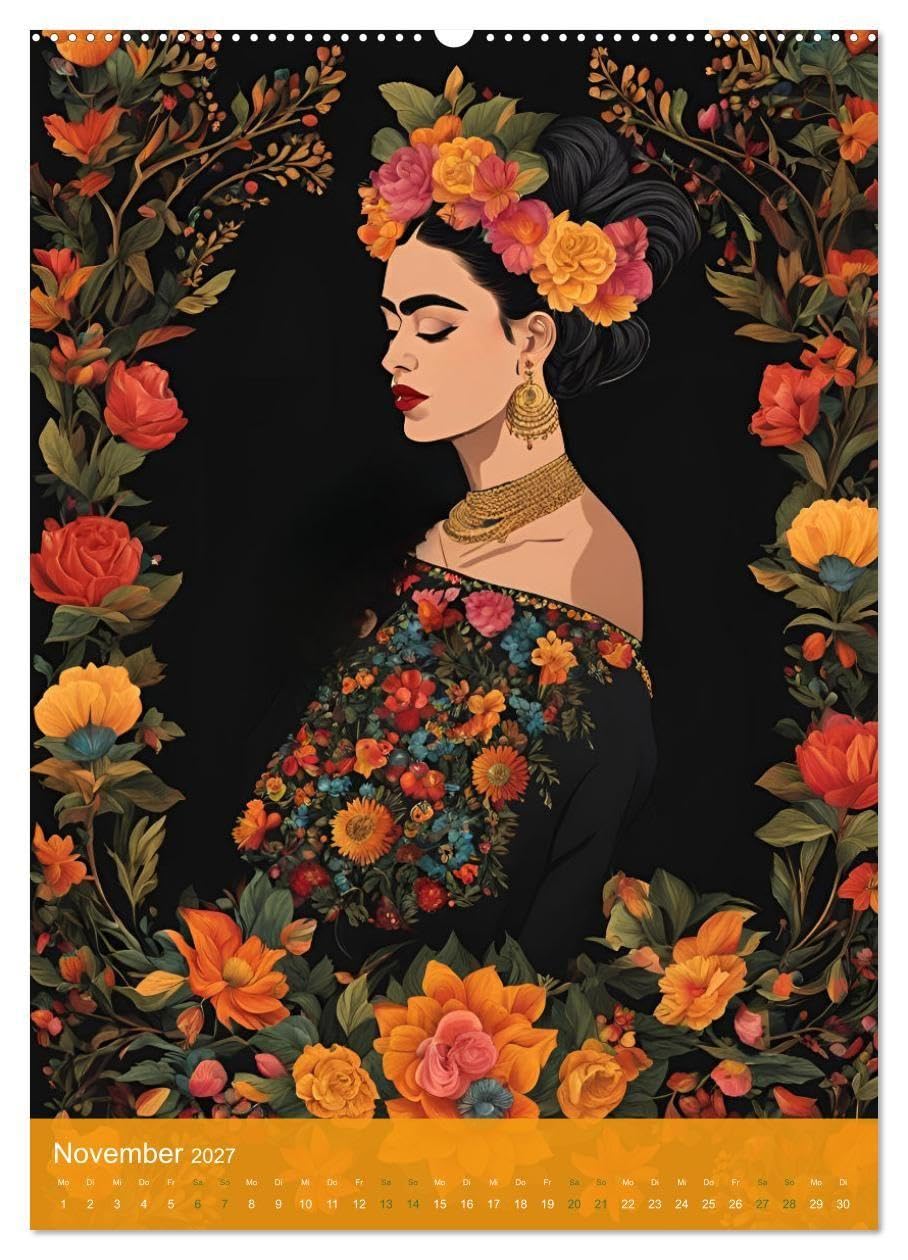 Gefangen in Normen. Frida Kahlo inspiriert. Flor de mi alma (hochwertiger Premium Wandkalender 2027 DIN A2 hoch), Kunstdruck in Hochglanz: Frida inspiriert – Stärke jenseits der Norm (CALVENDO Kunst)
