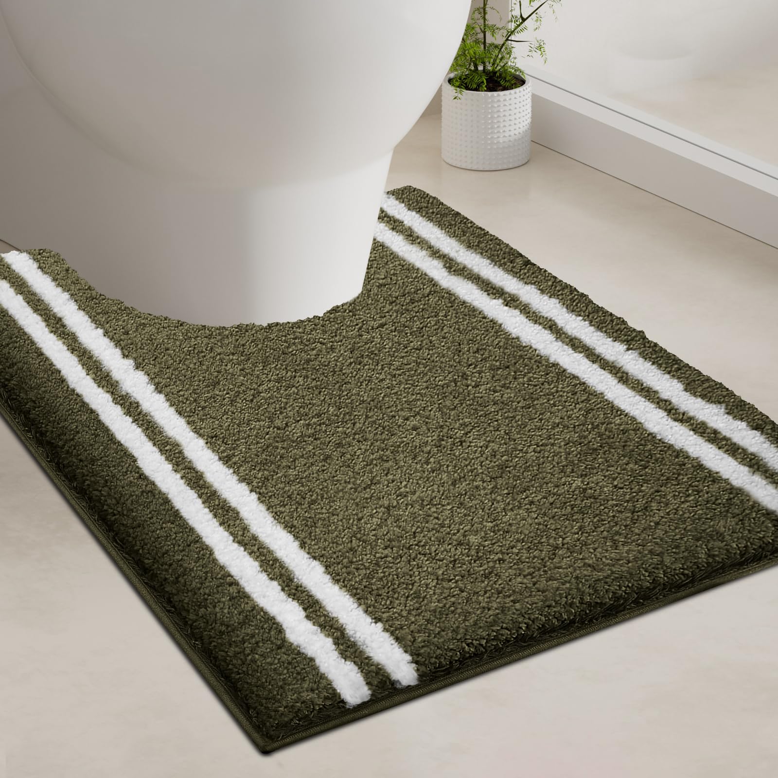 Tapis de bain en U vert 50x61 cm PURRUGS en microfibre pour WC