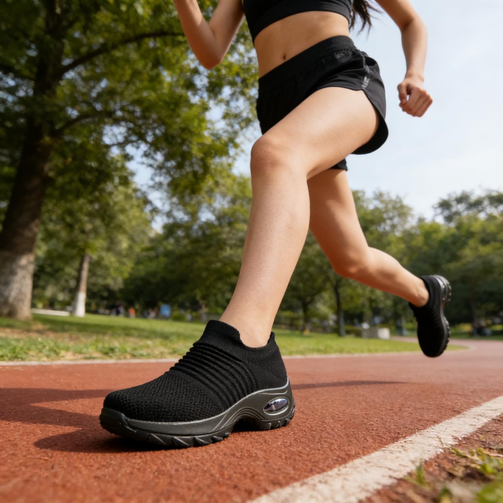 Baskets tendance en maille respirante à enfiler avec coussin d'air absorbant les chocs pour les sports de plein air, le jogging, l'athlétisme