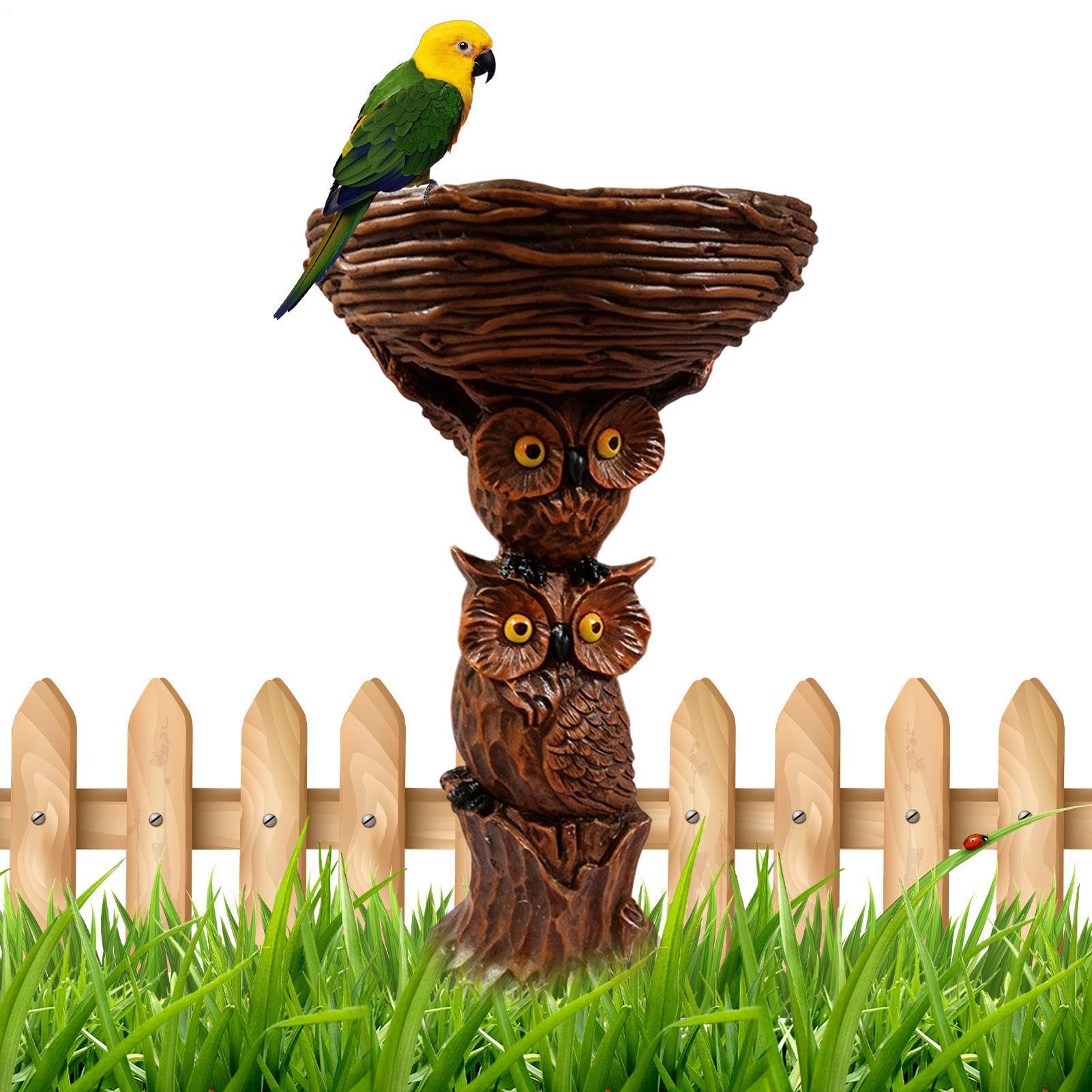 Bebedero para pájaros para exteriores – Cuenco de agua decorativo de | resina, para animales salvajes en el jardín, bebedero decorativo para pájaros, elemento de jardín ecológico | Baño de agua